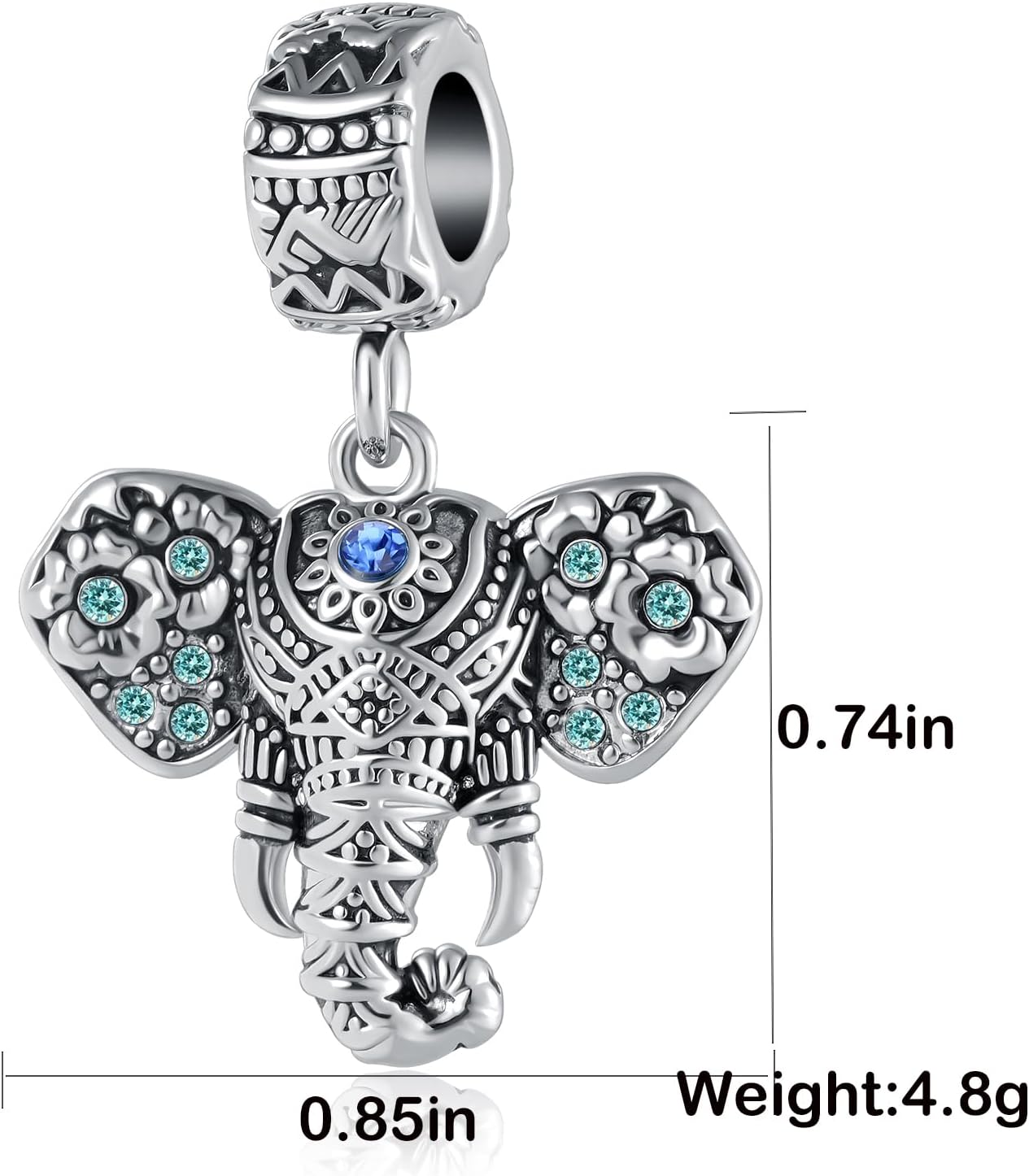 Lucky Elephant Charm Compatible with Pandora Bracelet Good Luck Animal Dangle Bead for Mom Daughter Sister Women Birthday - Image 2