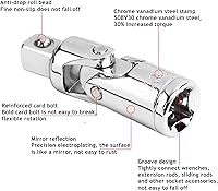 Vista 7 de Juego de 3 adaptadores de enchufe universal de acero templado de 1/4 pulgadas 3/8 pulgadas 1/2 pulgadas Kit de enchufe giratorio herramientas