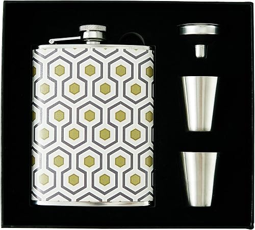 Luxury 8 Ounce Stainless Steel Hip Flask Gift Set with 2 Shot Glasses and Funnel