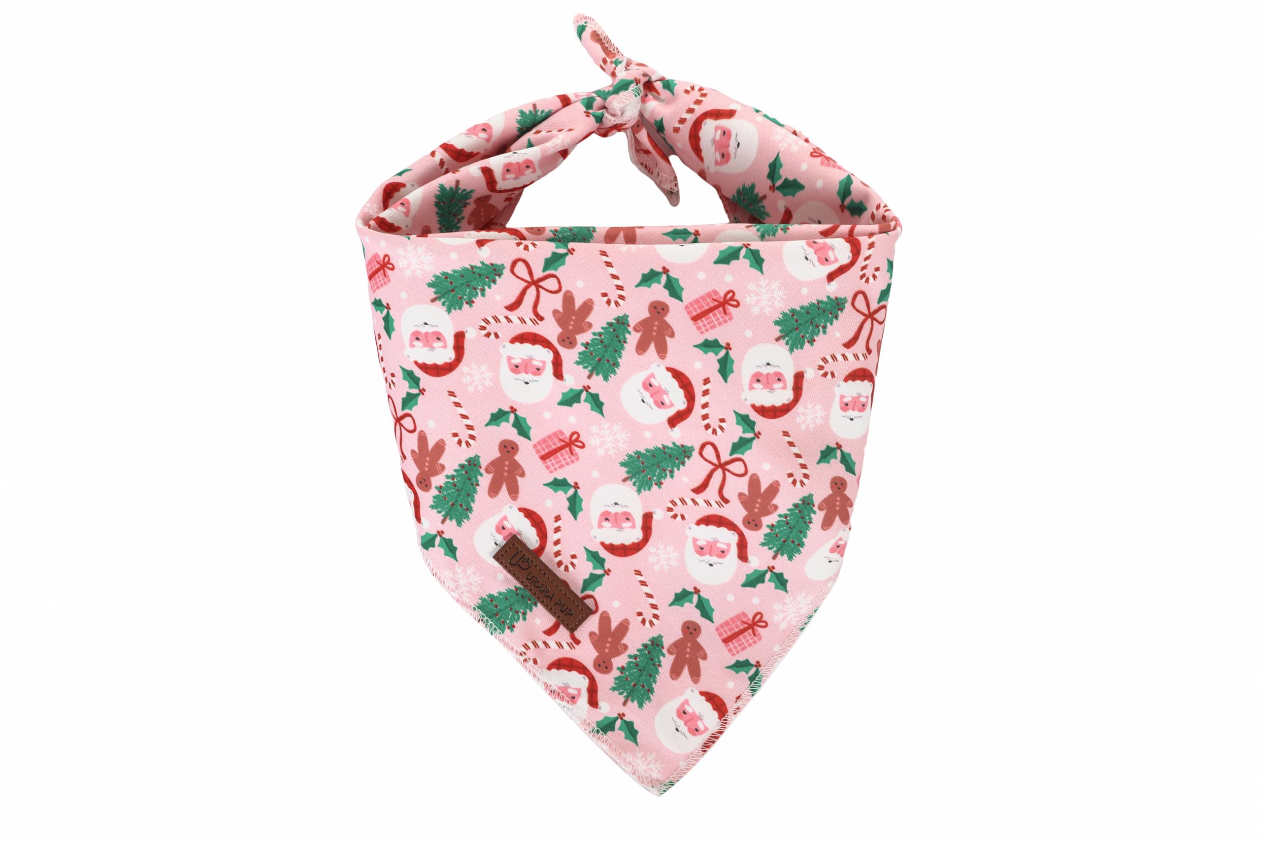 UP URARA PUP Christmas Dog Bandana–Christmas Red & Green Plaid Triangle Scarf for Small Medium Large Dogs, Soft Cotton Pet Bib for Winter & New Year, Adjustable Dog Kerchief