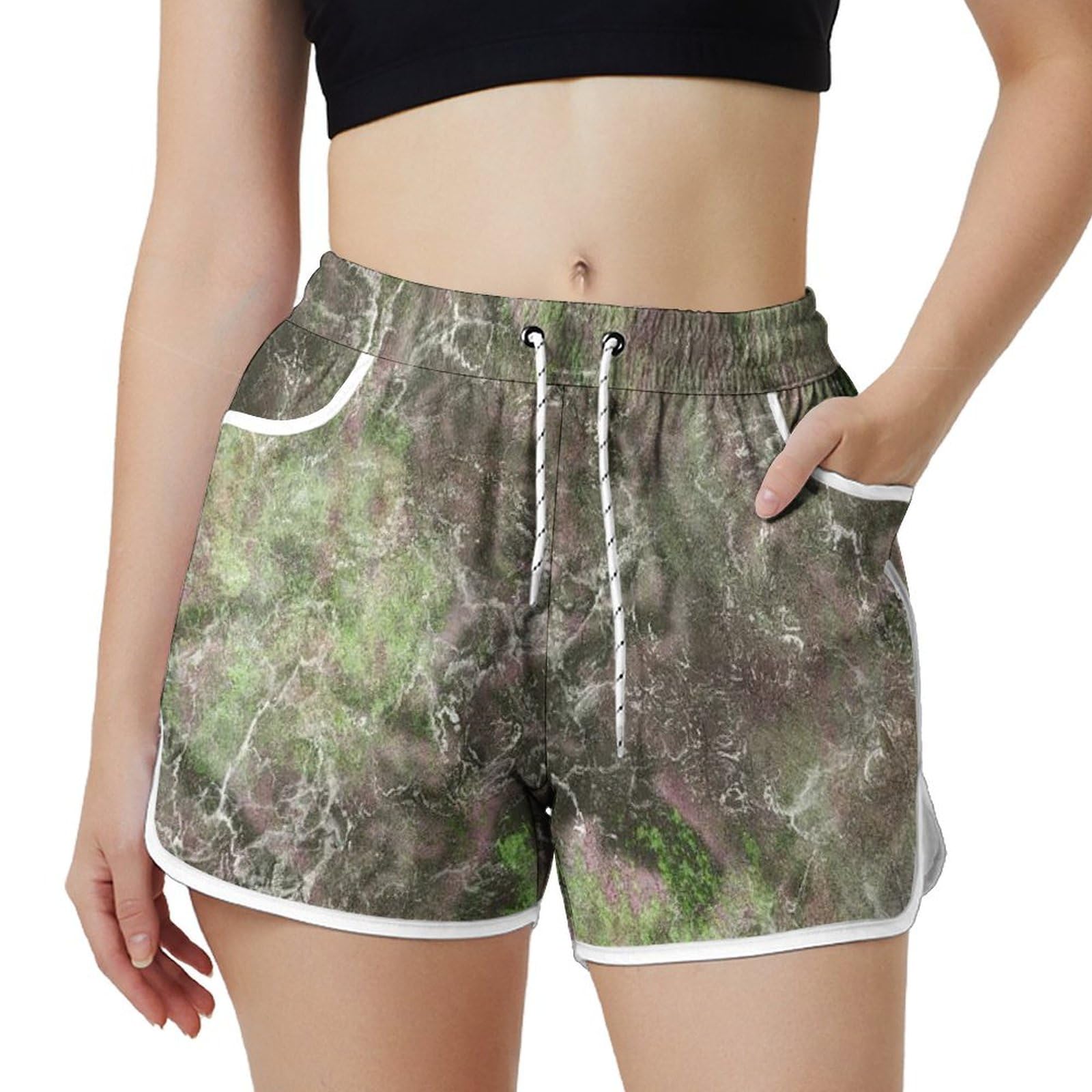 AYUNIX Women's Running Shorts with Pockets Quick Dry Performance Shorts for Women Green Athletic Workout Gym Shorts, Medium