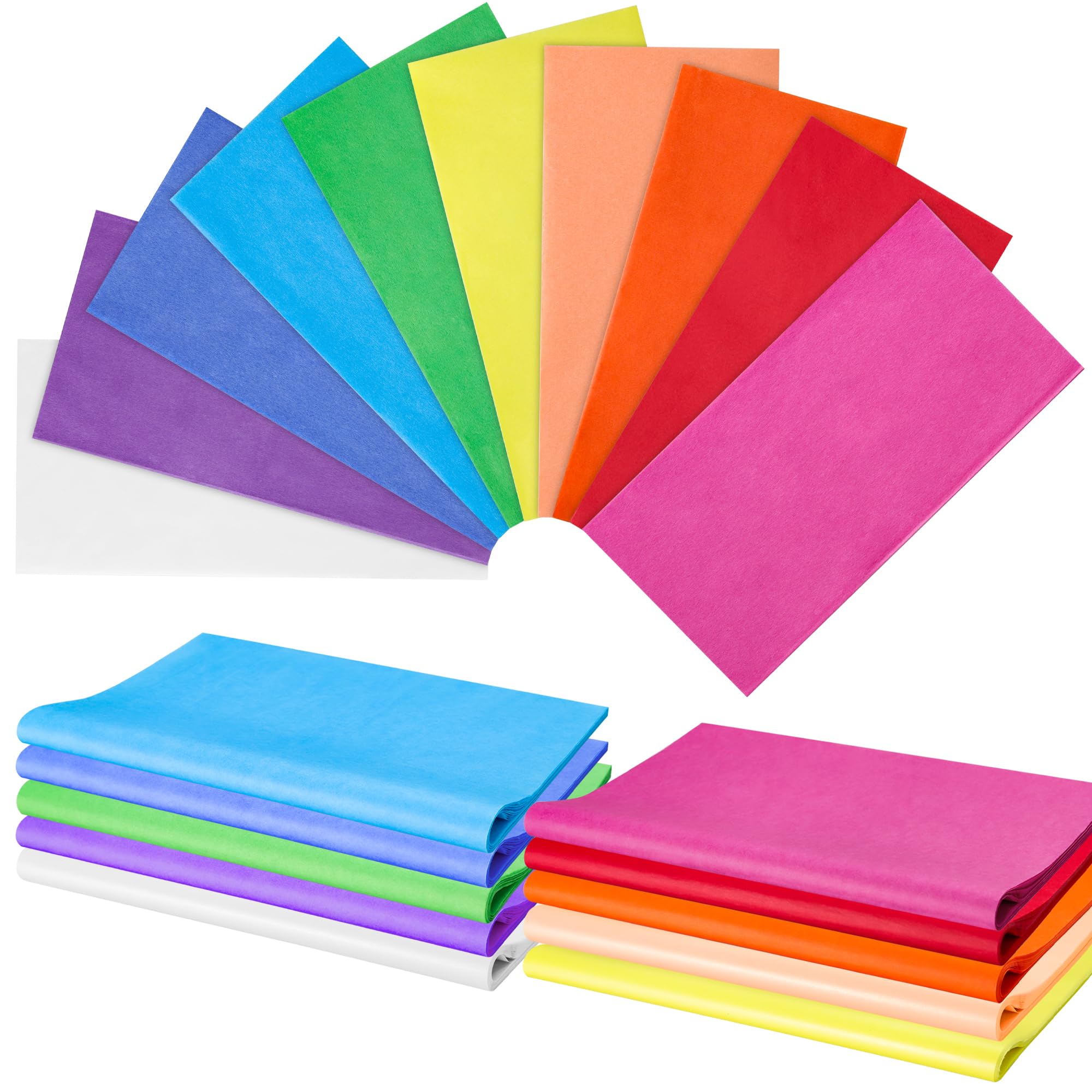 500 Sheets Tissue Paper 20"x20", 10 Colors - Gift Tissue for Gift Wrapping Wedding Party Decoration, Birthday, Mothers Day, Graduation, Crafts, DIY