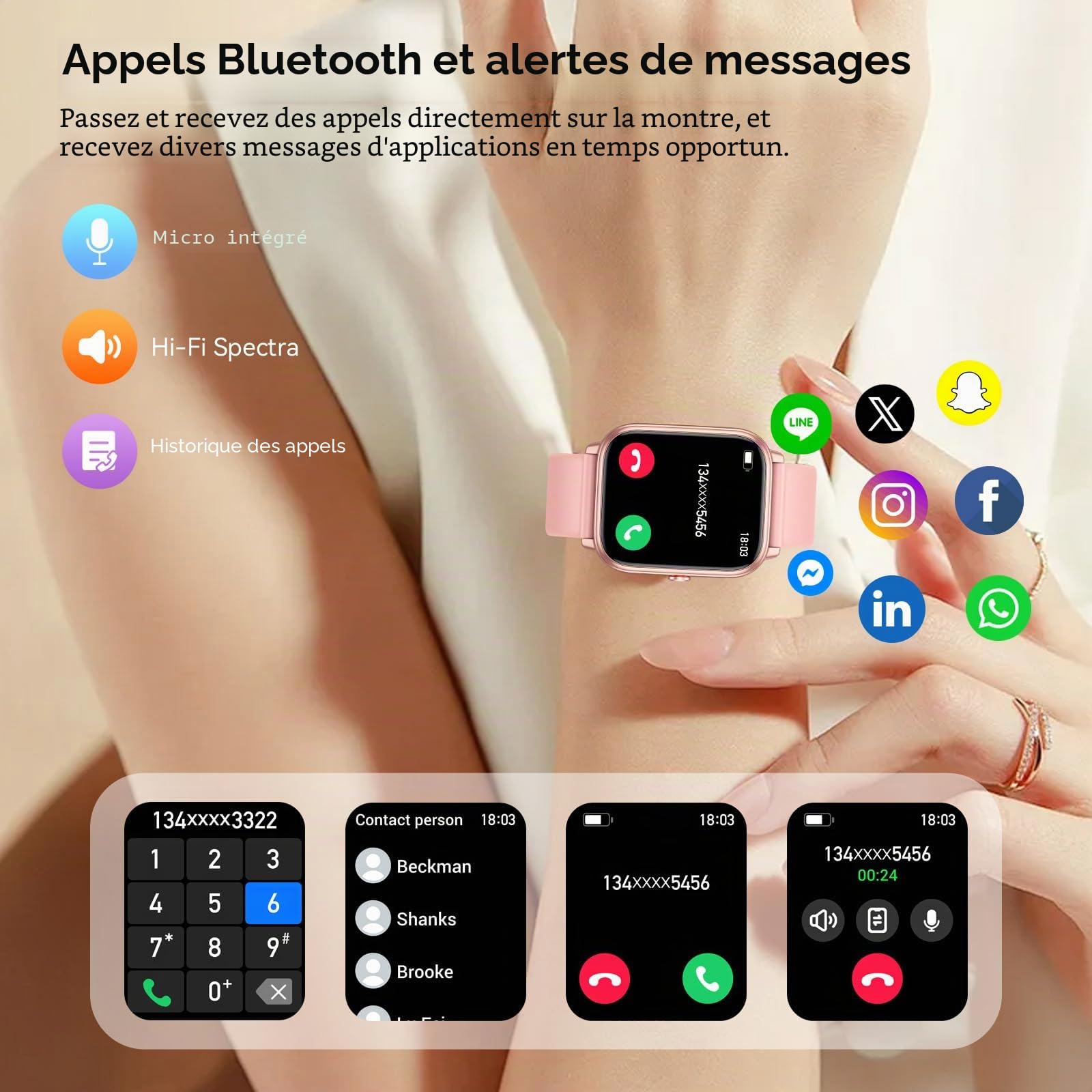 Montre Connectée Femme Homme, 1.83" HD Smartwatch, 20 Jours d'Autonomie