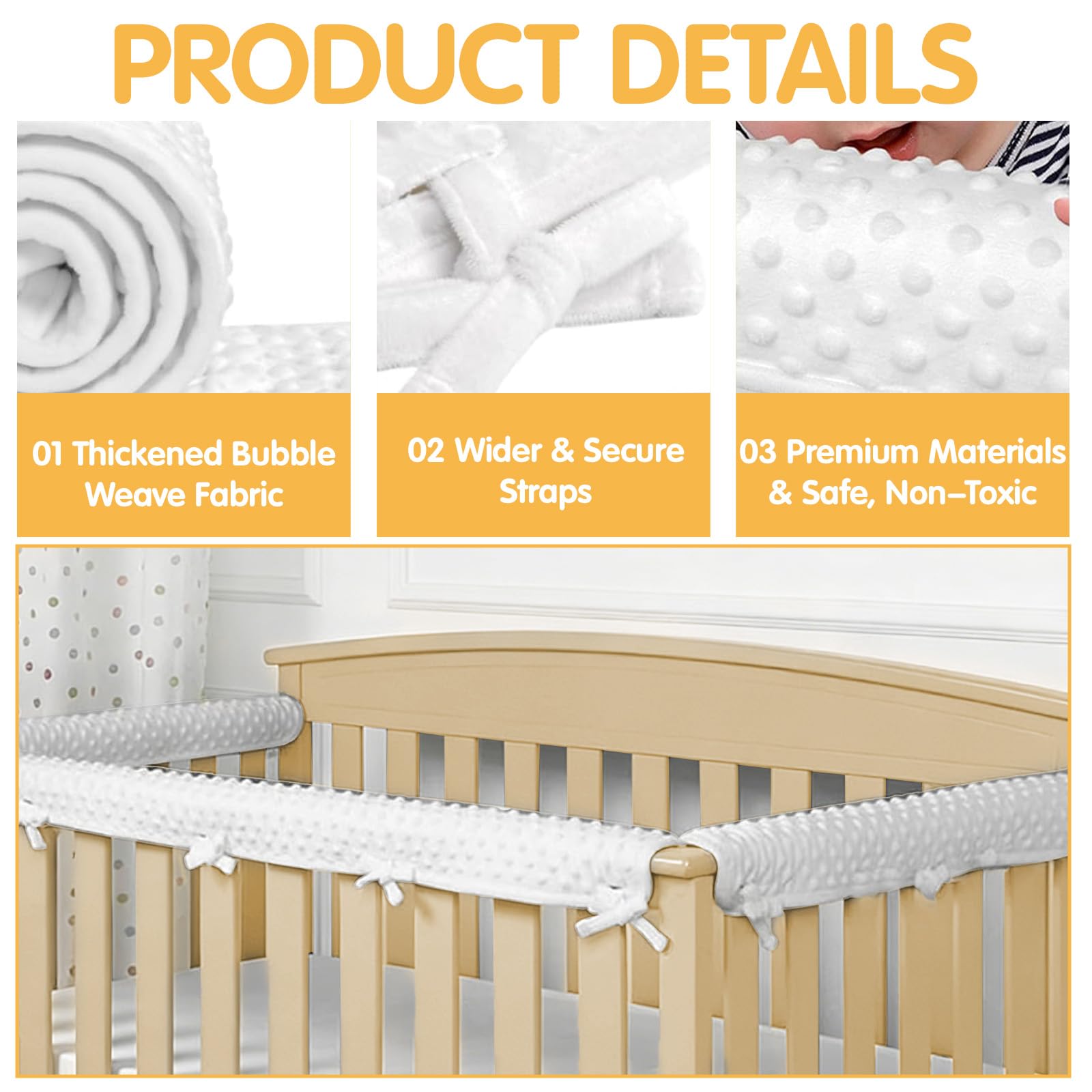 Set di 3 paraspigoli per lettini, protezione per il letto, paraspigoli, protezione universale per gli angoli, protezione dei bordi (bianco)