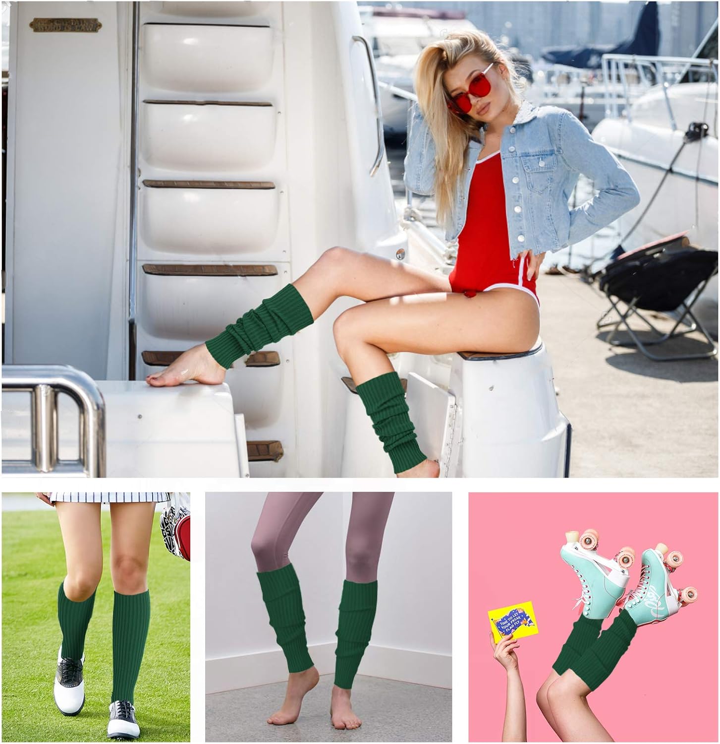 v28 Women Juniors Neon Ribbed Leg Warmers for 80s Eighty's Party Sports Yoga - Image 4