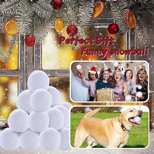 Miniatura 5 de Juego de 200 bolas de nieve para interiores de 3 pulgadas, decoración navideña de bolas de nieve falsas, diversión de felpa para niños y adultos,