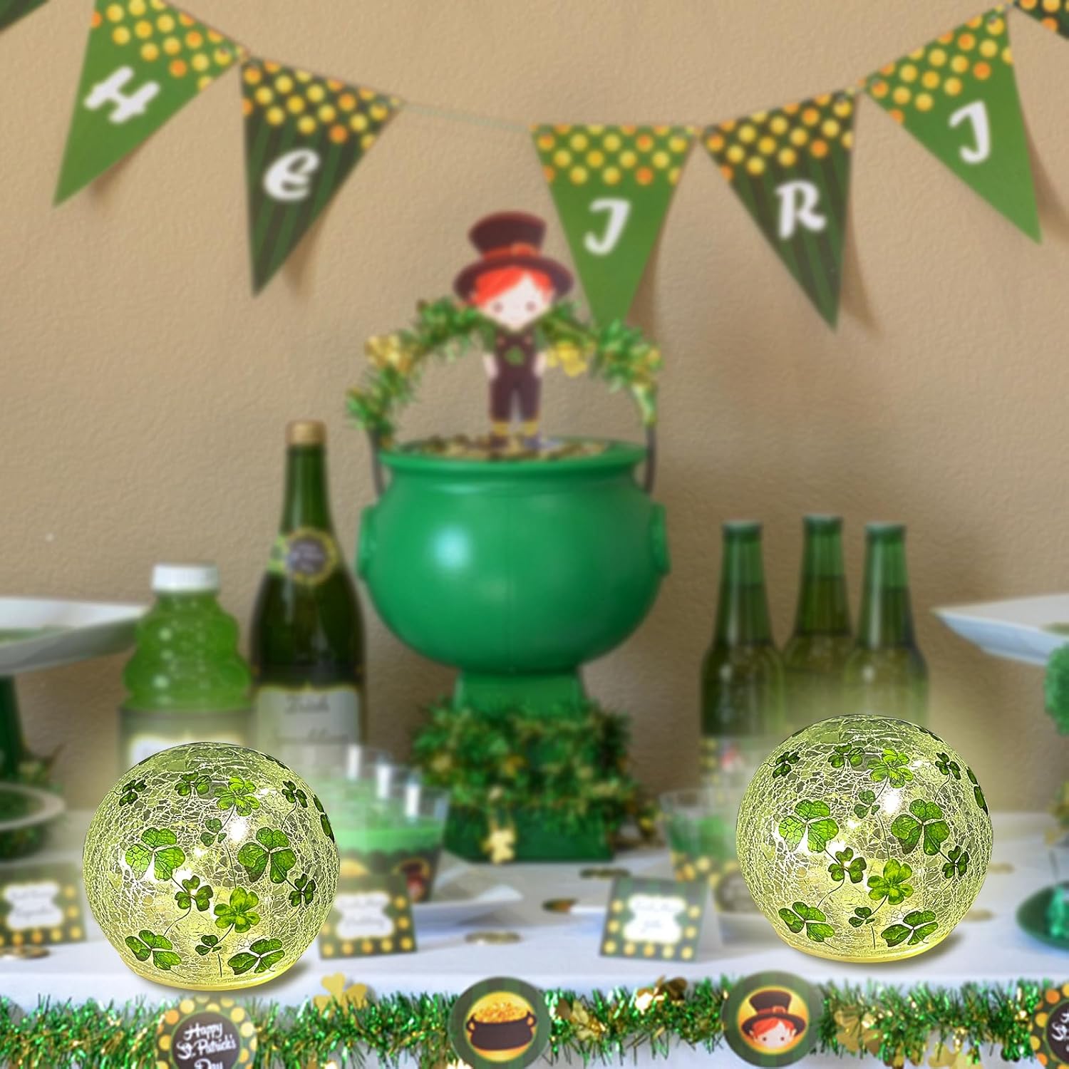2 Pcs St Patricks Day Decorations, 3.15'' St Patricks Day Table Decor Clover Decor Saint Patricks Day Decorations Irish Decorations St Patrick's Day Lights Lighted Shamrock for Home Indoor