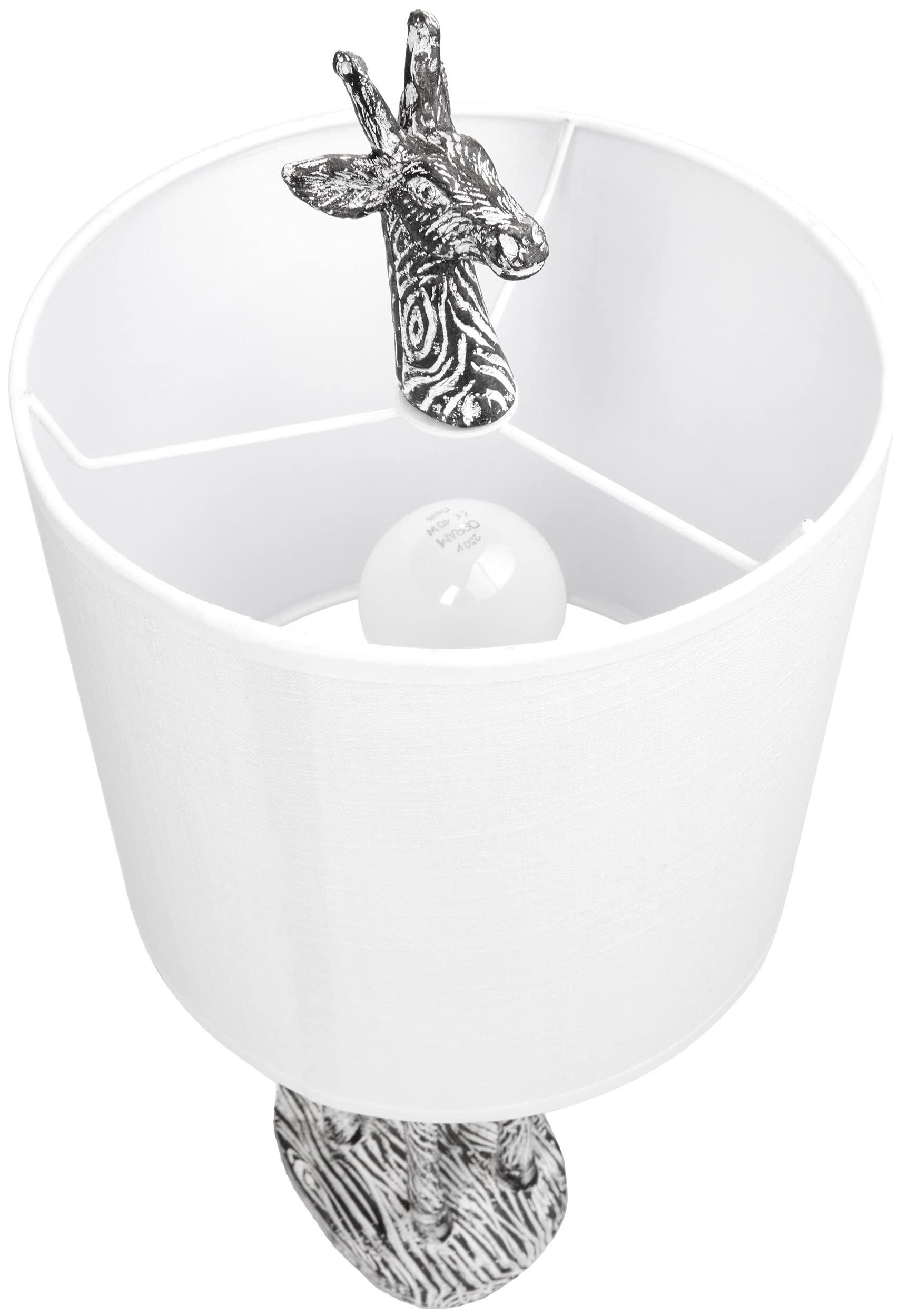 BRUBAKER Lámpara de Mesa o de Cabecera Jirafa África - Lámpara de Mesa con Base de Cerámica y Pantalla de Tela - 51,5 cm de Altura, Negro Blanco
