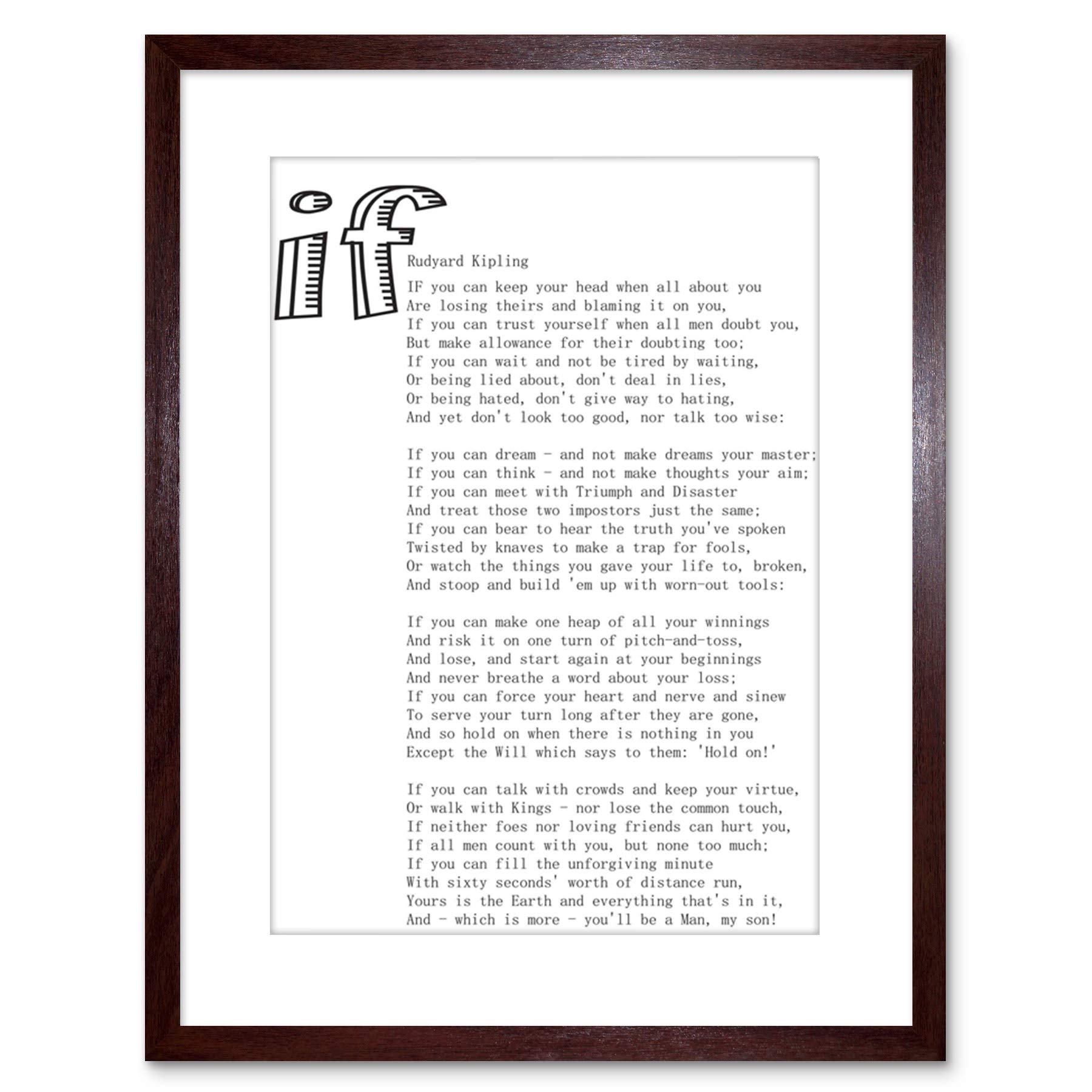 Wee Blue Coo Quote Motivation Rudyard Kipling If White Framed Wall Art Print