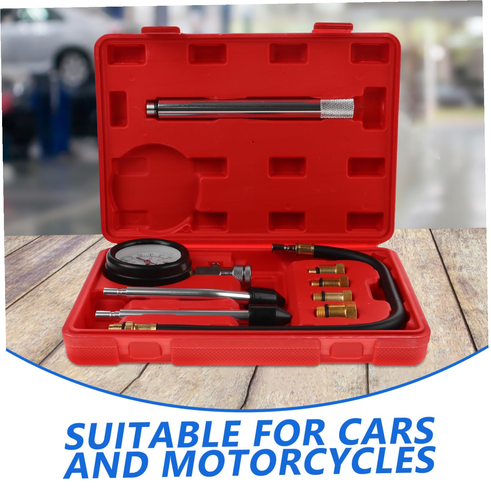 Alipis Kit de Medidor de Presión de Cilindros para Coches y Motos, Aleación de Aluminio y Plástico, Herramienta Precisa y Fiable para Reparaciones y Mantenimiento