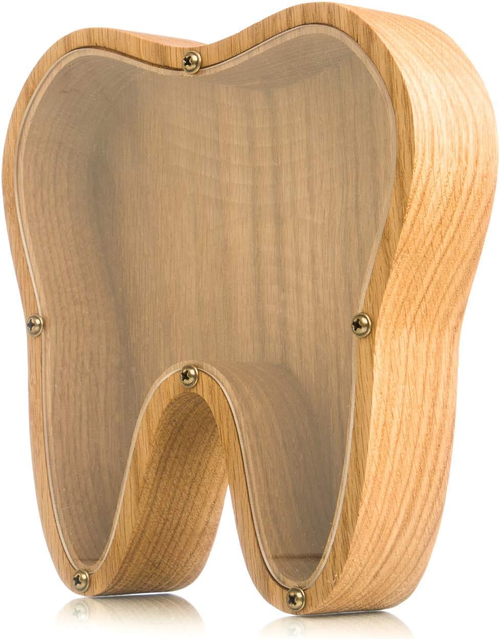 Wood piggy bank for boys girls adult TOOTH Organic glass tip jar Child coin bank Unique Montessori kids baby gift Personalized money box