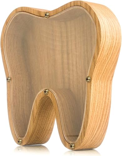 Miniatura 8 de Hucha de madera para niños y niñas adultos DIENTES Tarro de punta de vidrio orgánico Banco de monedas para niños Montessori regalo para bebés Caja