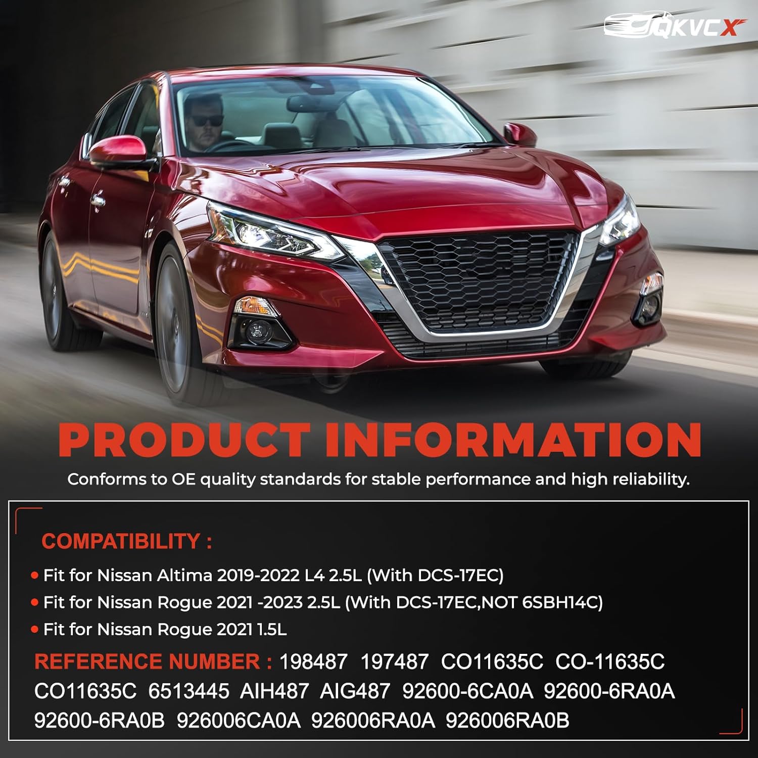 air conditioner ac compressor with clutch compatible with 2019-2024 nissan altima 2.5l and for rogue 1.5l / 2.5l 2021 (with dcs-17ec compressor) not fit 6sbh14c style compressor replace #198487