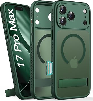 for iPhone 17 ProMax Case with Stand, Compatible with MagSafe, Green