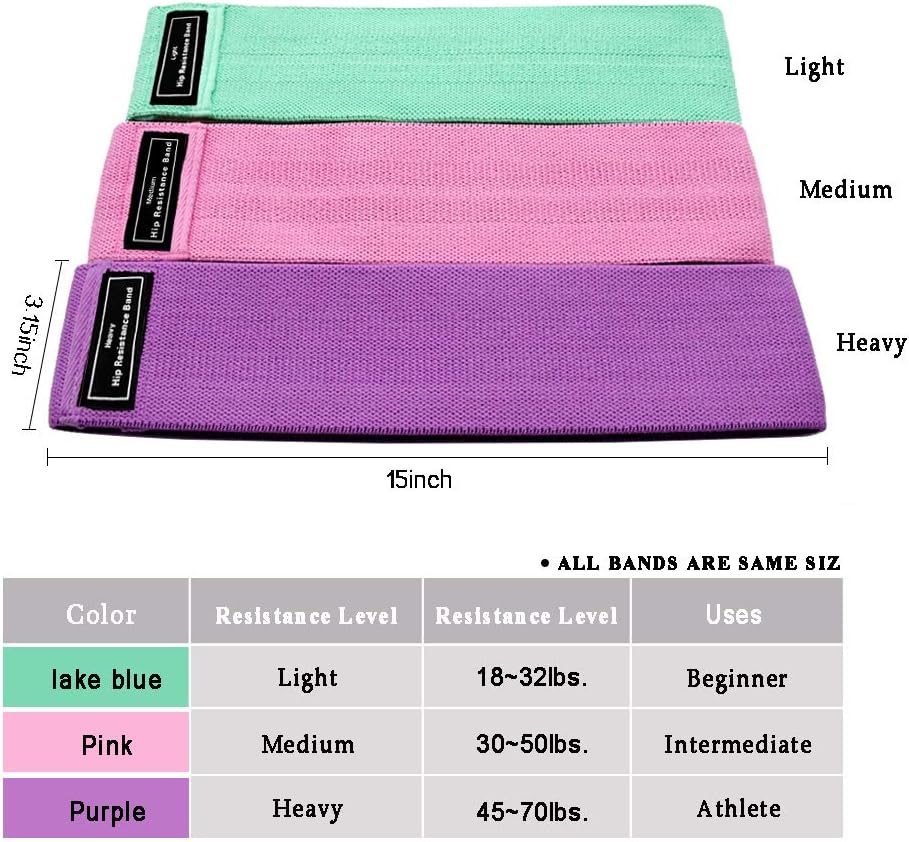 Fabric Resistance Bands for Legs and Butt, Resistance Loop Band Set，Hip Resistance Bands for Workout，Booty Bands Fitness Bands, Glute Bands for Women and Men，Anti Slip Elastic (Set 3)