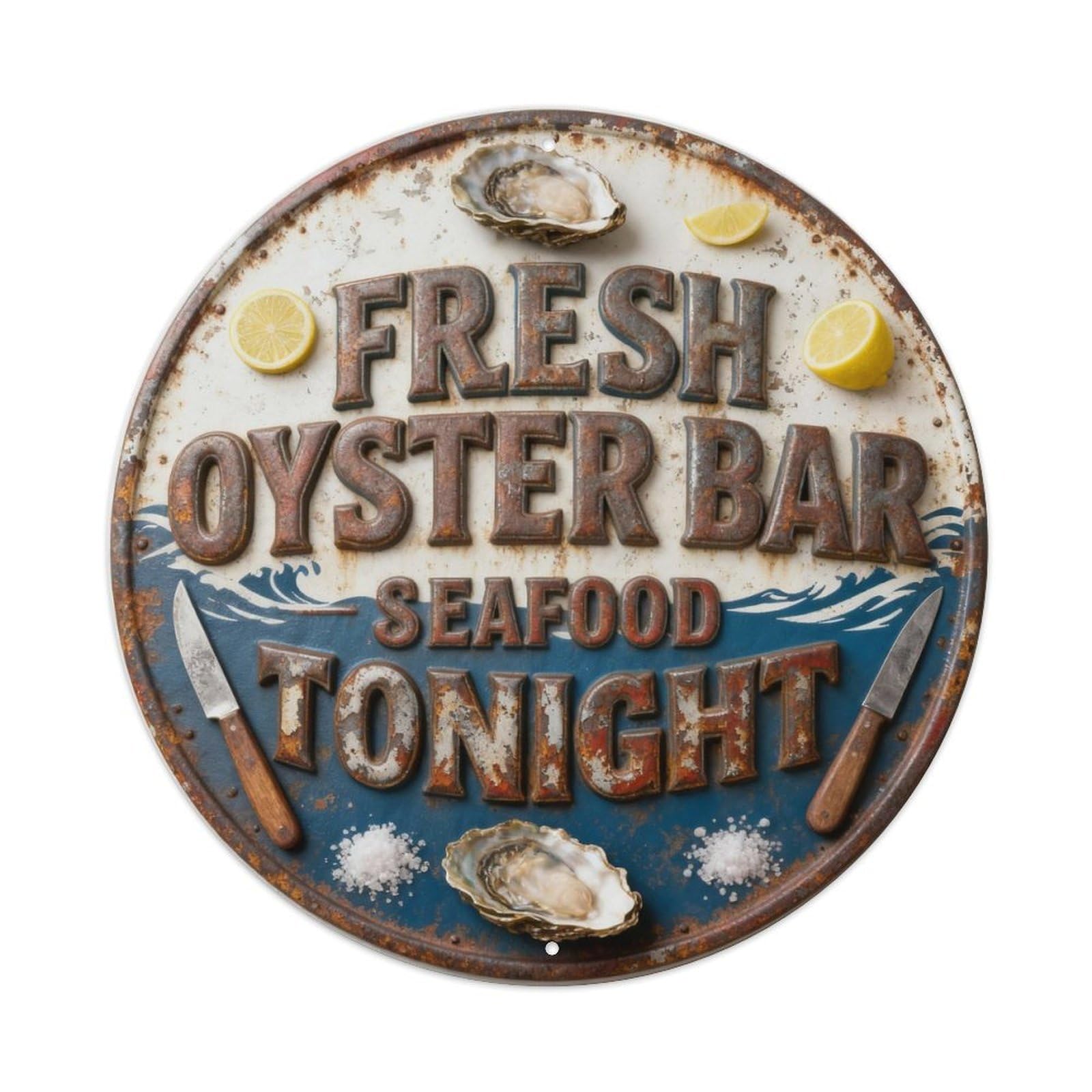 FRESH OYSTER BAR SEAFOOD TONIGHT Metal Tin Sign Plaque