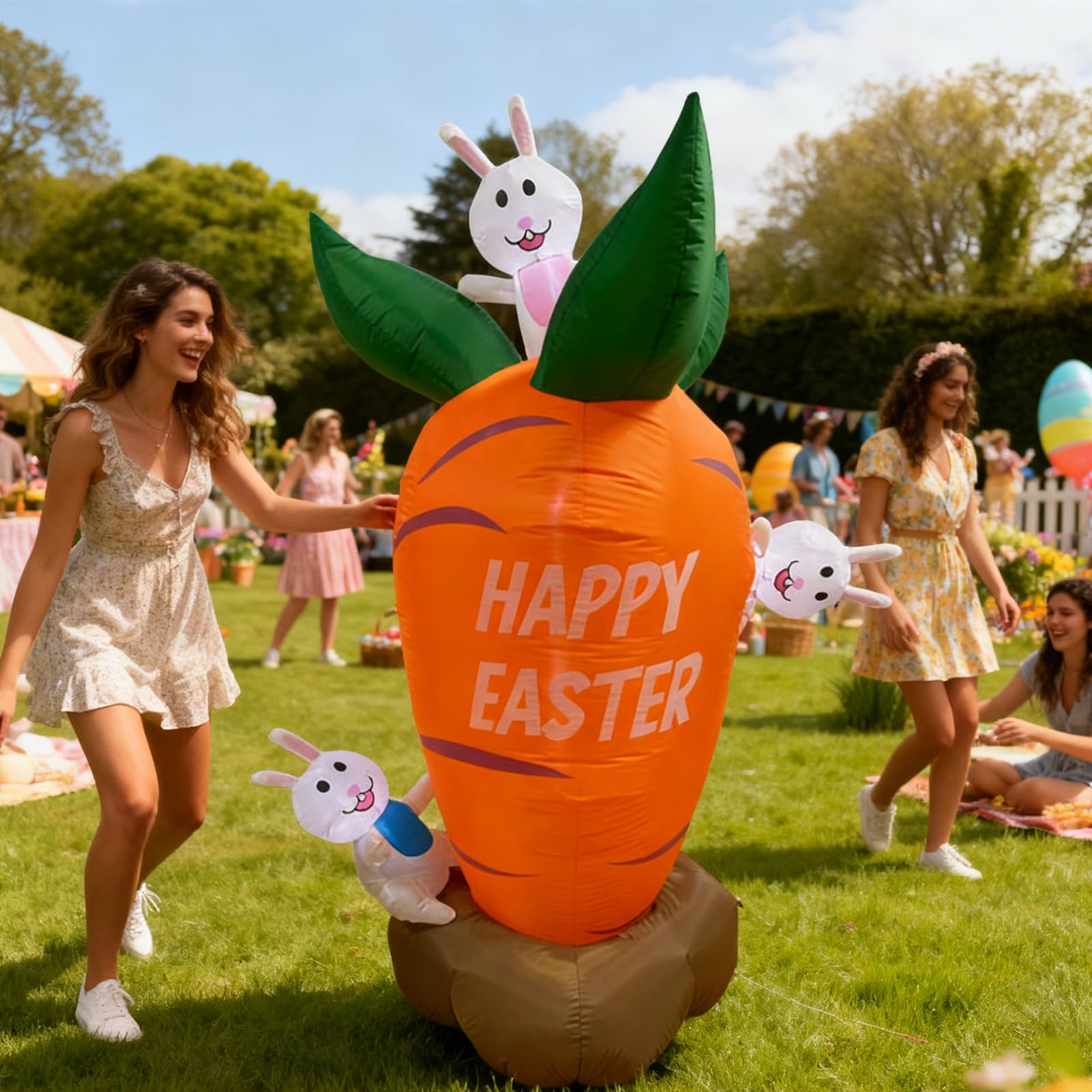 Outdoor Easter Inflatables Oświetlona Ozdoba Świąteczna -Marchewka 183 Cm | Wiosenna Ozdoba Dekoracja Na Trawę I Taras Na Podwórko Przed Domem Ganki Centra Handlowe