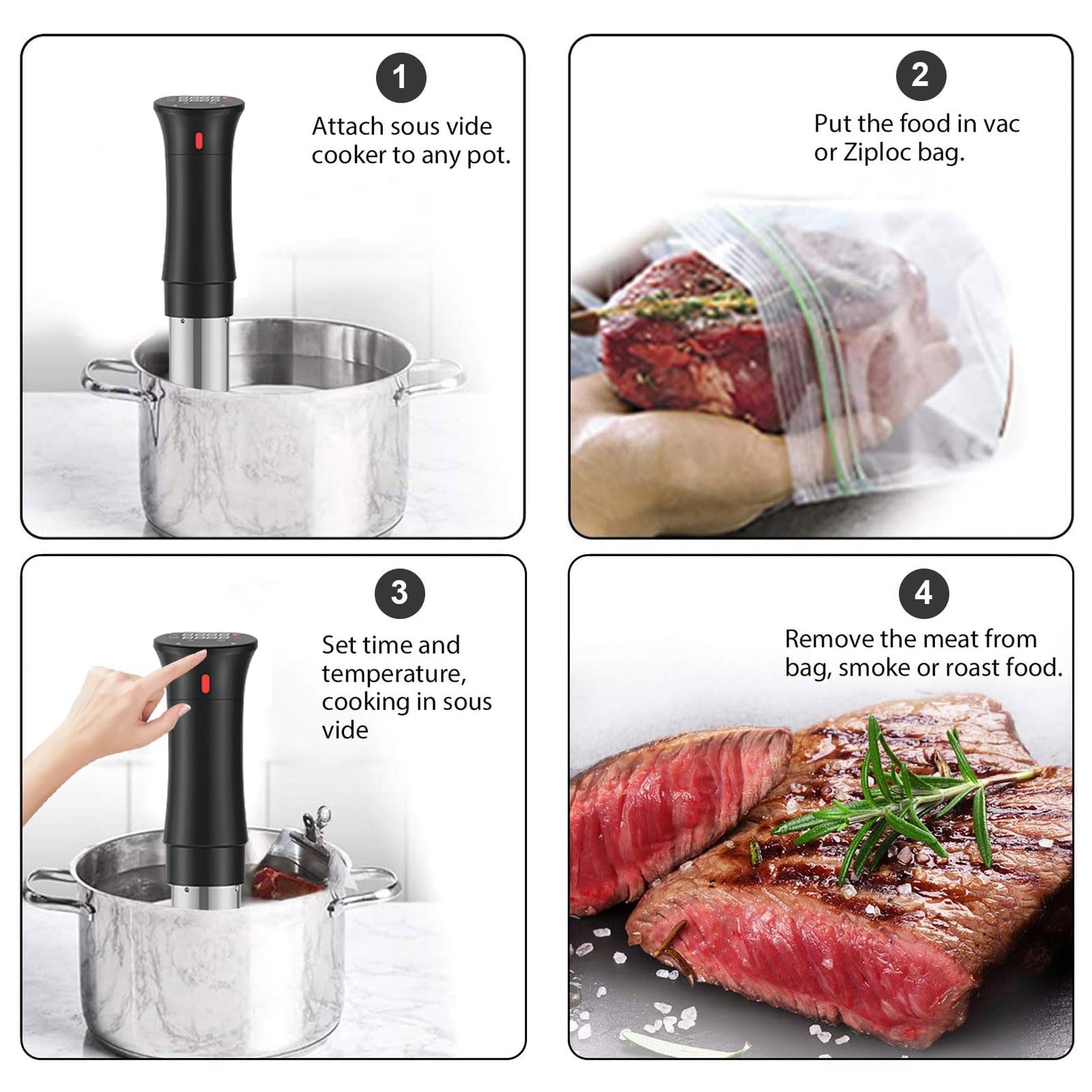 Sous Vide, Máquina Sous Vide de 1100W, Circulador de Inmersión Térmica para Baño de Agua, Control Preciso de Tiempo y Temperatura, Rango de 25–95°C