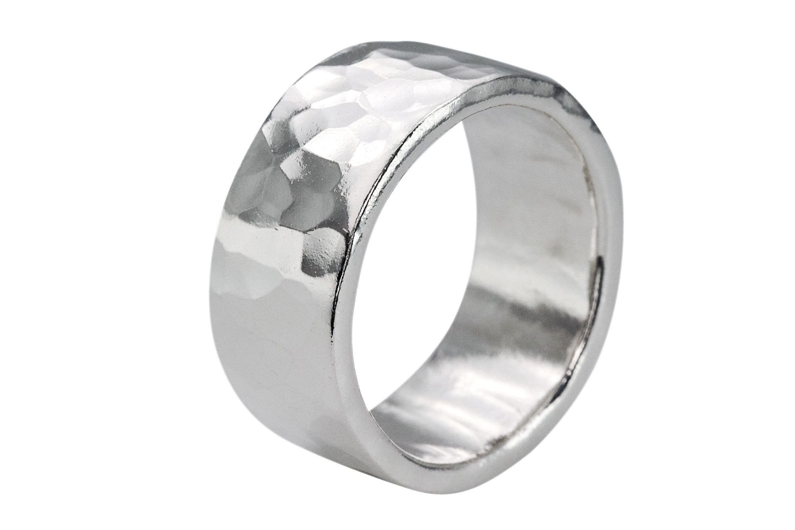 SILBERMOOS XL XXL Ring Damenring Herrenring Partnerring Ehering Schmiedering Bandring gehämmert breit massiv Sterling Silber 925 Größe 64, 66, 68, 70, 72, 74