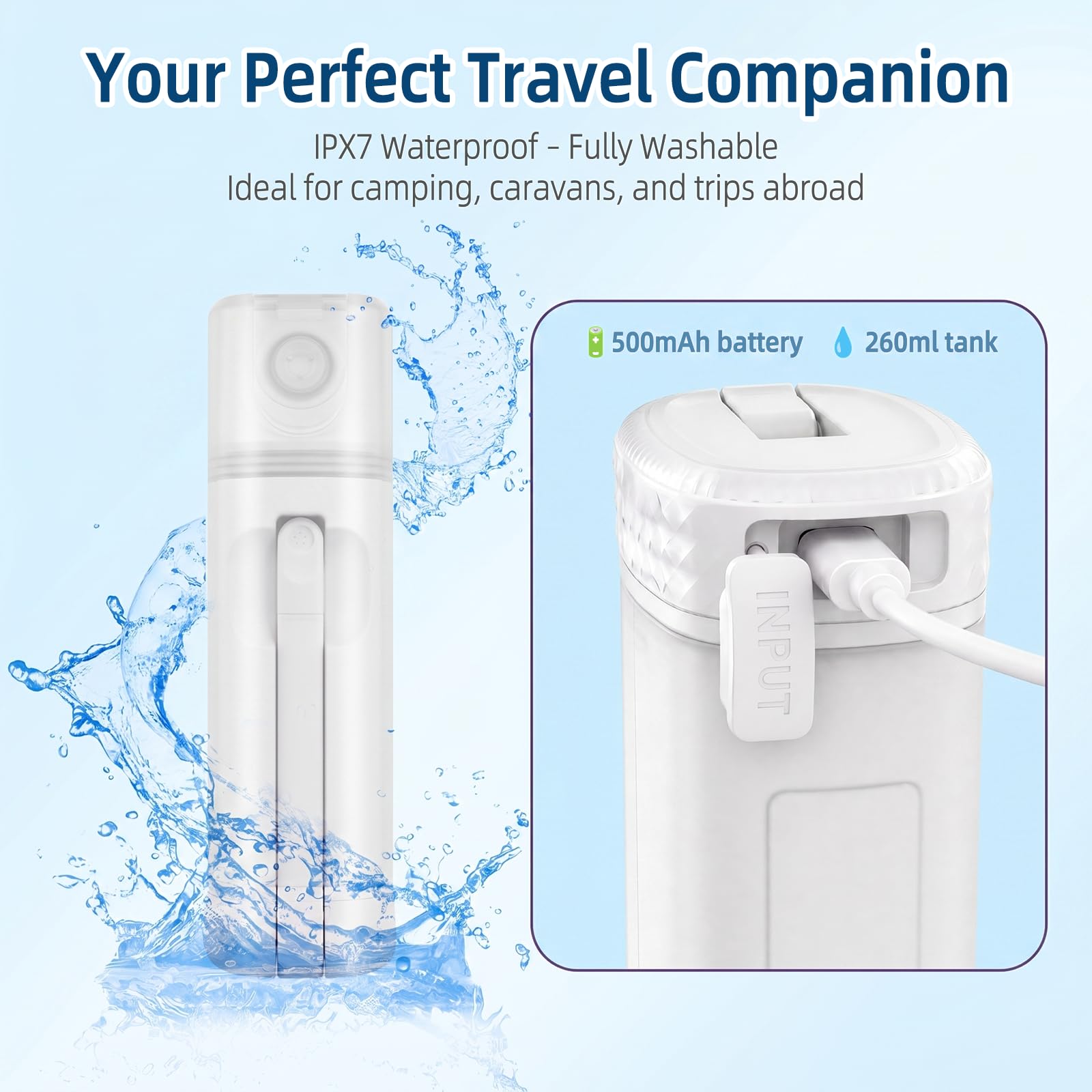 Bidet portatile ricaricabile – IPX7 impermeabile con ugello 180° regolabile, 2 modalità di pulizia & 3 livelli di pressione, display LED per viaggi, campeggio, casa e post parto