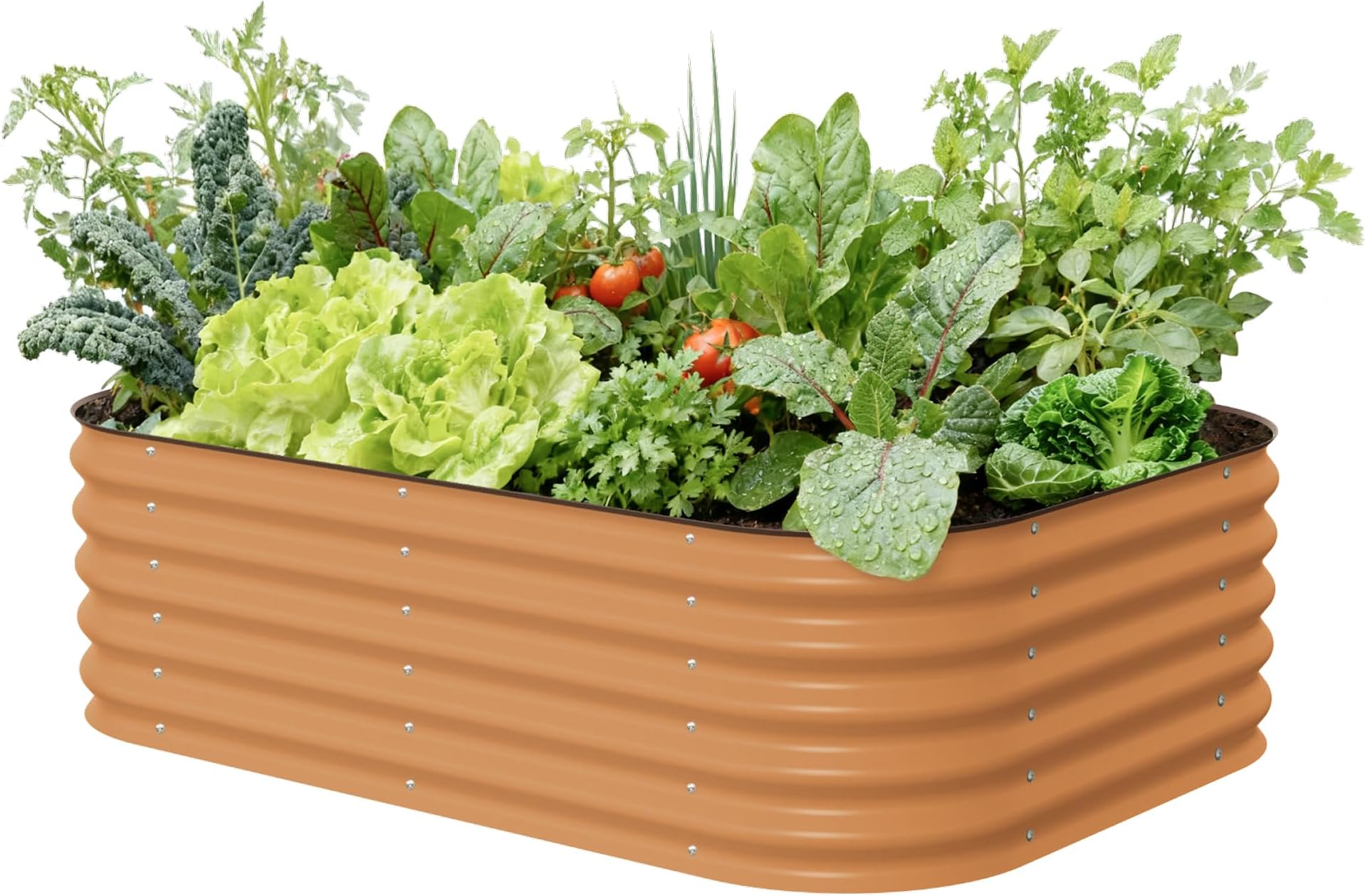 Aluzinc Raised Garden Bed Kits, 17" Tall 6 in 1 Modular Metal Raised Planter Bed for Vegetables Flowers Patio Ground Planter Box, Terra Cotta
