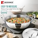 BERGNER TriPro Tri-Ply Stainless Steel 26cm (3.7L) Deep Kadai/Kadhai with Stainless Steel Lid, Durable Stay Cool Handles, Healthy Cooking, Less Oil Use, Easy to Clean - Induction and Gas Stove Ready gallery image
