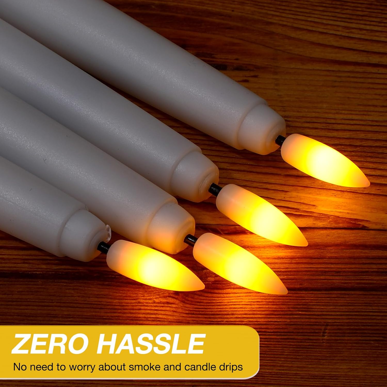 Tuanse 20 Pack White Flameless Taper Candles Flickering Bulk Long LED Advent Candlesticks Battery Operated with Remote and Timer 3D Realistic Wick Lights for Wedding Valentines Window Decor (8.46") - Image 3