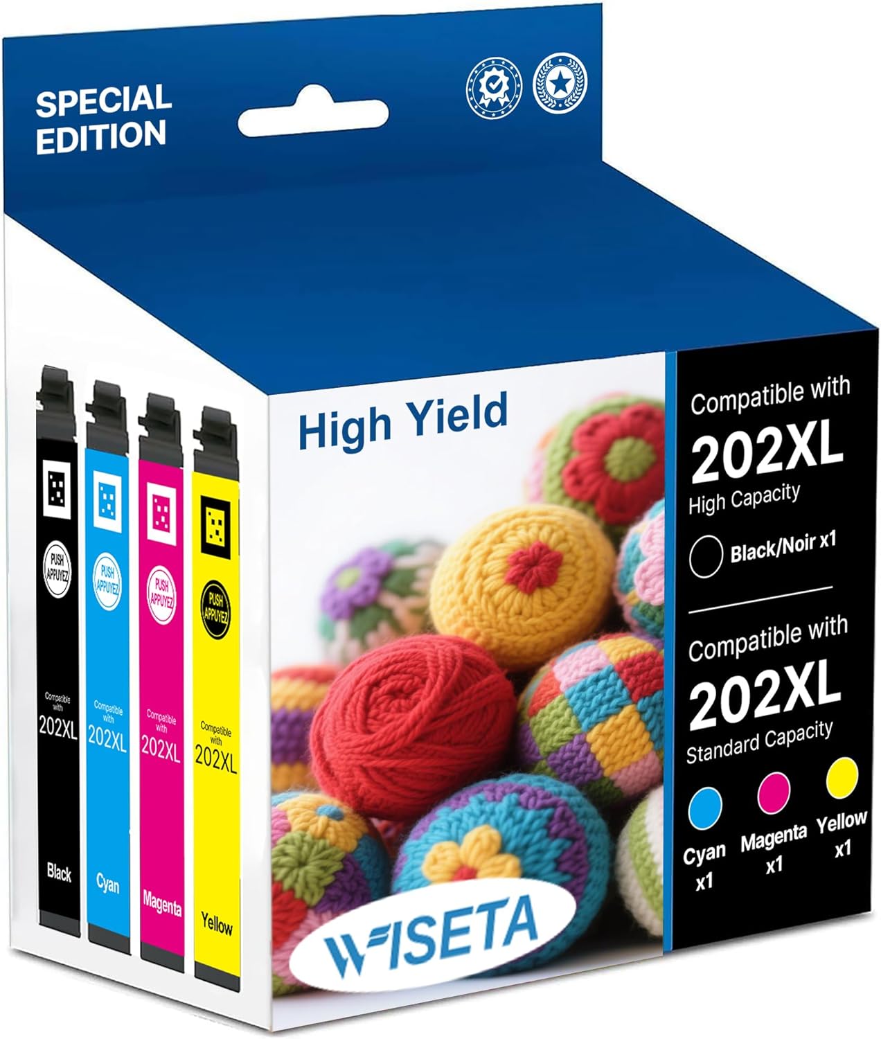 Remanufactured 202XL Ink Cartridges High Yield Replacement for Epson 202XL 202 XL T202XL to Use with Epson Workforce WF-2860 Expression XP-5100 Printer (Black, Cyan, Magenta, Yellow 4 Pack)
