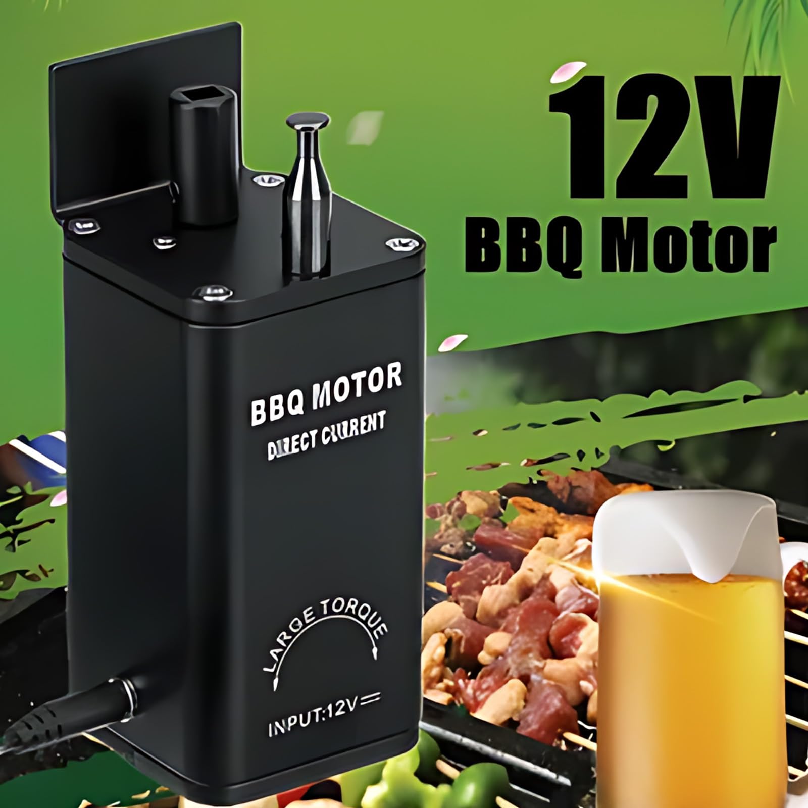 DC 5V Grillmotor Aus,Aluminium Grillmotor mit akku Verstellbarer Außengrillmotor Low Power Low Noise Mit USB Kabel Geeignets,Für Grillabende Im Freien Picknicks Camping Usw