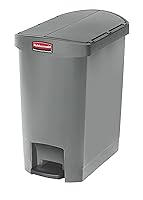 Vista 32 de Rubbermaid Commercial Products - Bote de basura Streamline Slim con pedal Papelera de plástico, 13 galones (50 litros), color negro, con tapa
