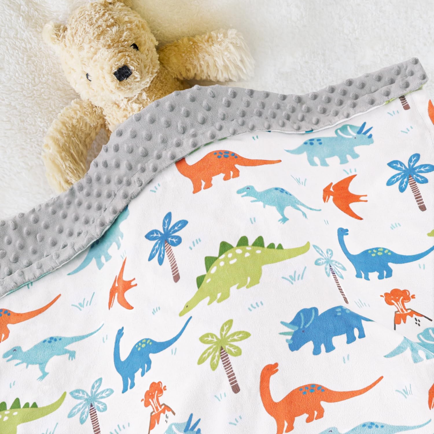 HOMRITAR Baby Blanket for Kids Super Soft Minky Blanket with Dotted Backing, Dinosaurs Multicolor Printed for Toddlers Nursery 30 x 40 inch (75 x 100 cm) - Image 6