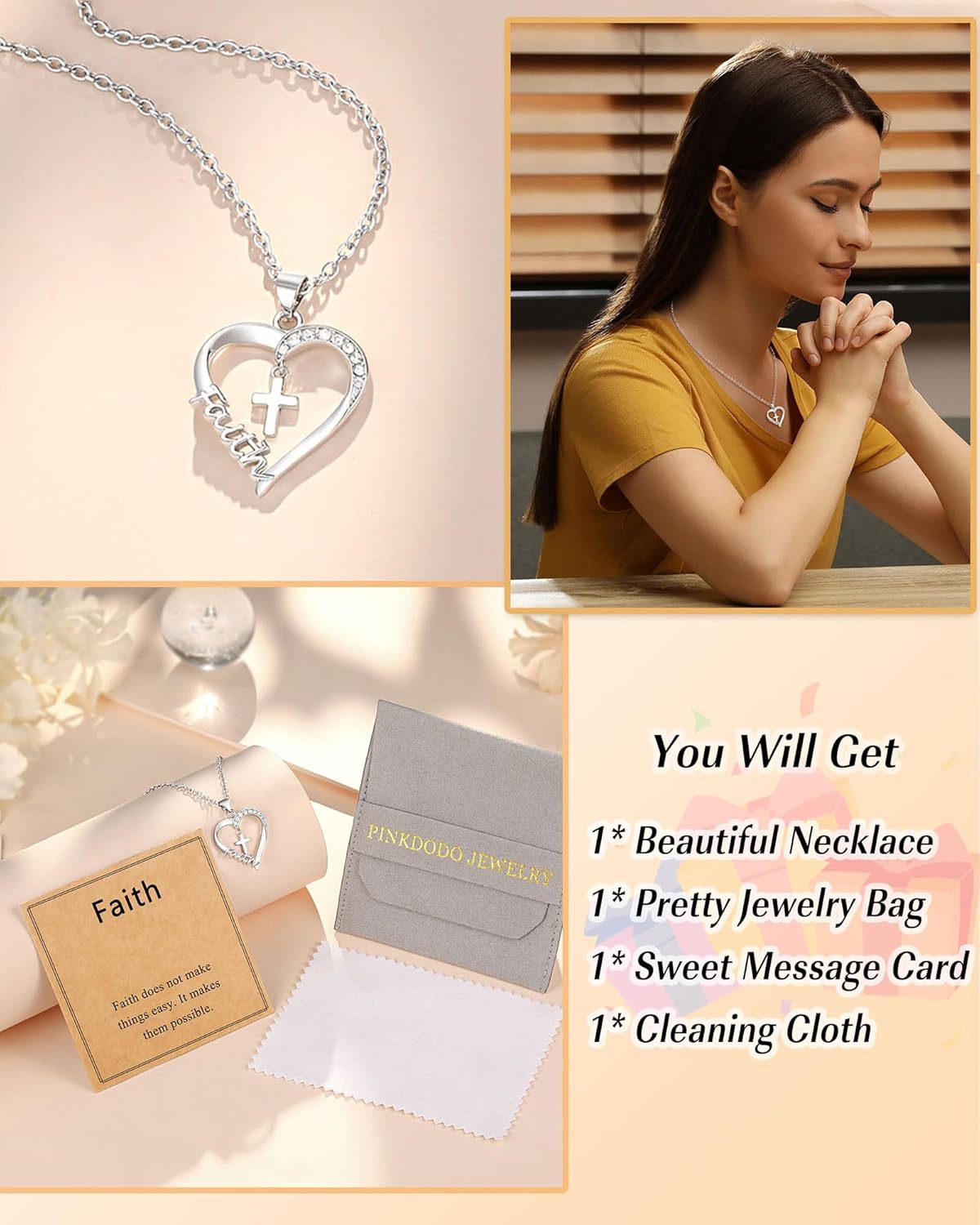 PINKDODO Christian Gifts for Women Faith Cross Necklace Birthday Christmas Valentines Easter Religious Gifts for Women - Image 3