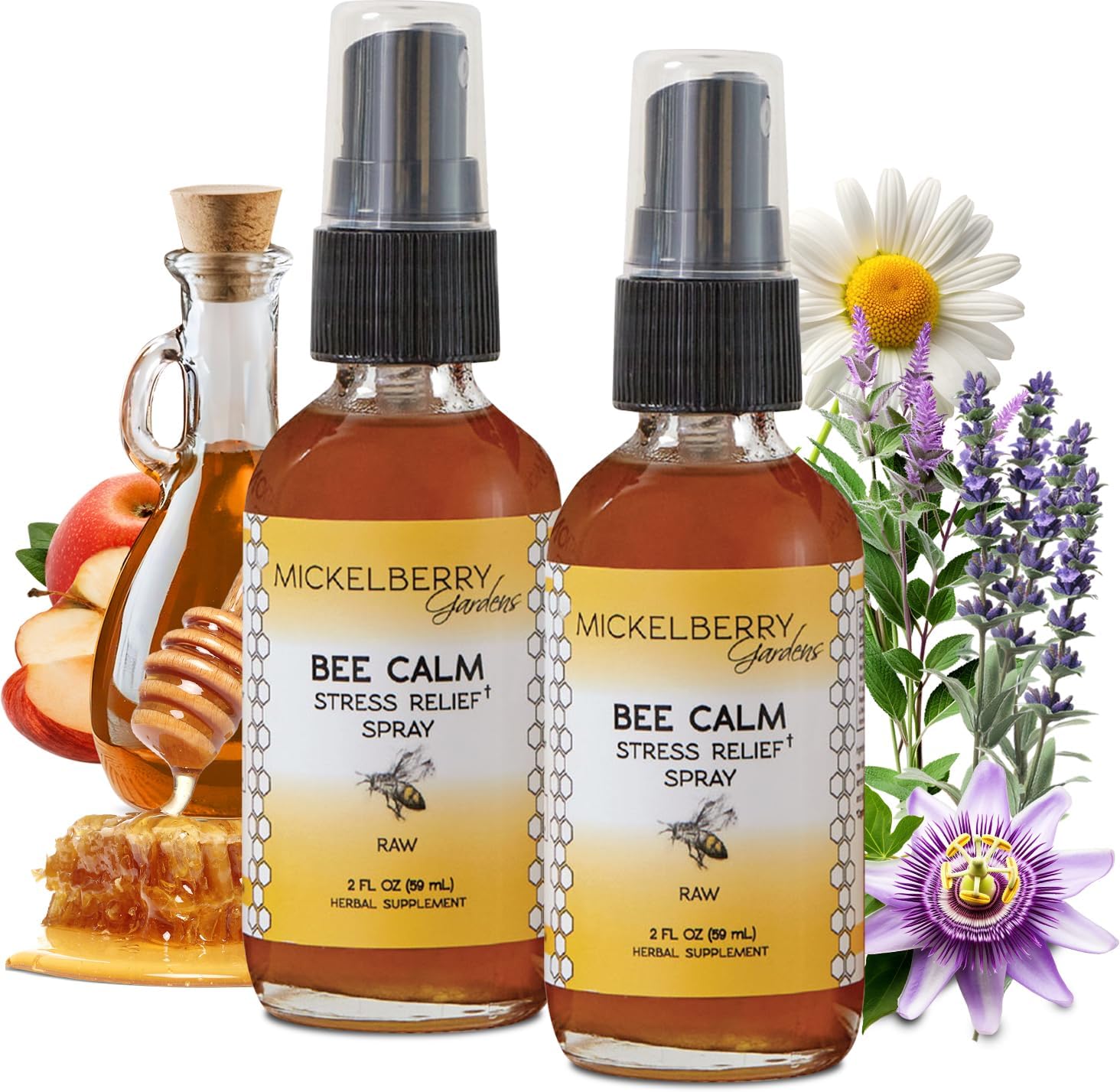 Mickelberry Gardens Relaxation Honey Spray – Natural Tension Relief & Sleep Support with Chamomile, Lavender & Organic Herbs – 2 Oz (Pack of 2)