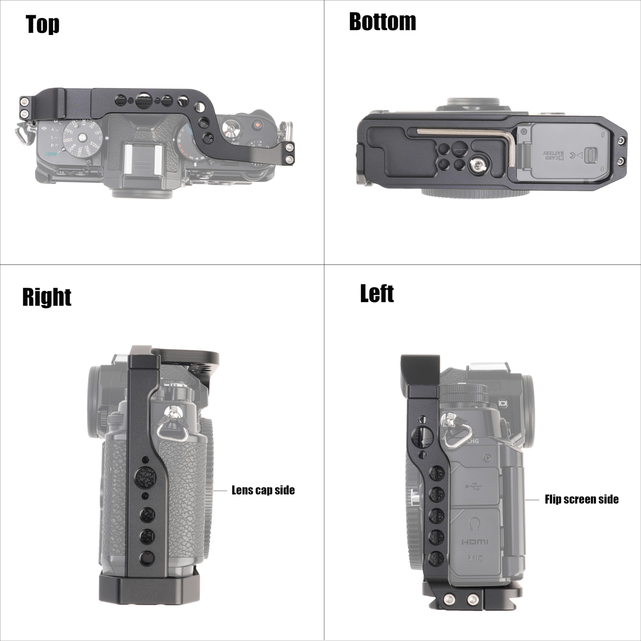 Fotga Zf - Gabbia per fotocamera + maniglia superiore per Nikon Zf Mirrorless Camera Vlog Video Shooting Film Making con 1/4"-20 3/8"-16 fori Cold Shoe Mount, maniglia Arri Locating Hole,Camera