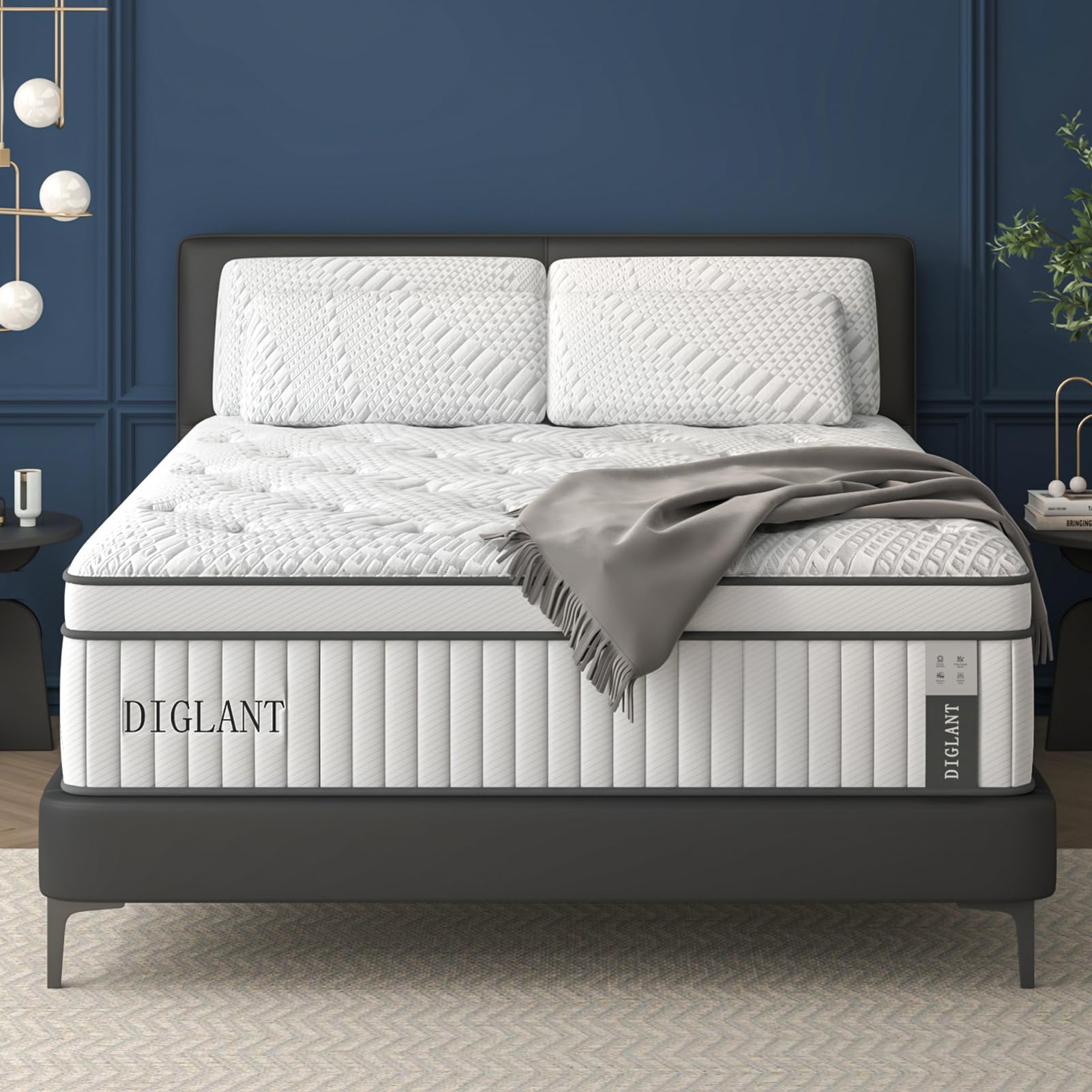 DIGLANT Twin XL Mattress, 14Inch Euro Top Gel Memory Foam Hybrid Mattress, Comfort Medium Feel Memory Foam Pocket Springs, Supportive & Pressure Relief Twin XL Mattress in Box, CertiPUR-US, 39"*80"