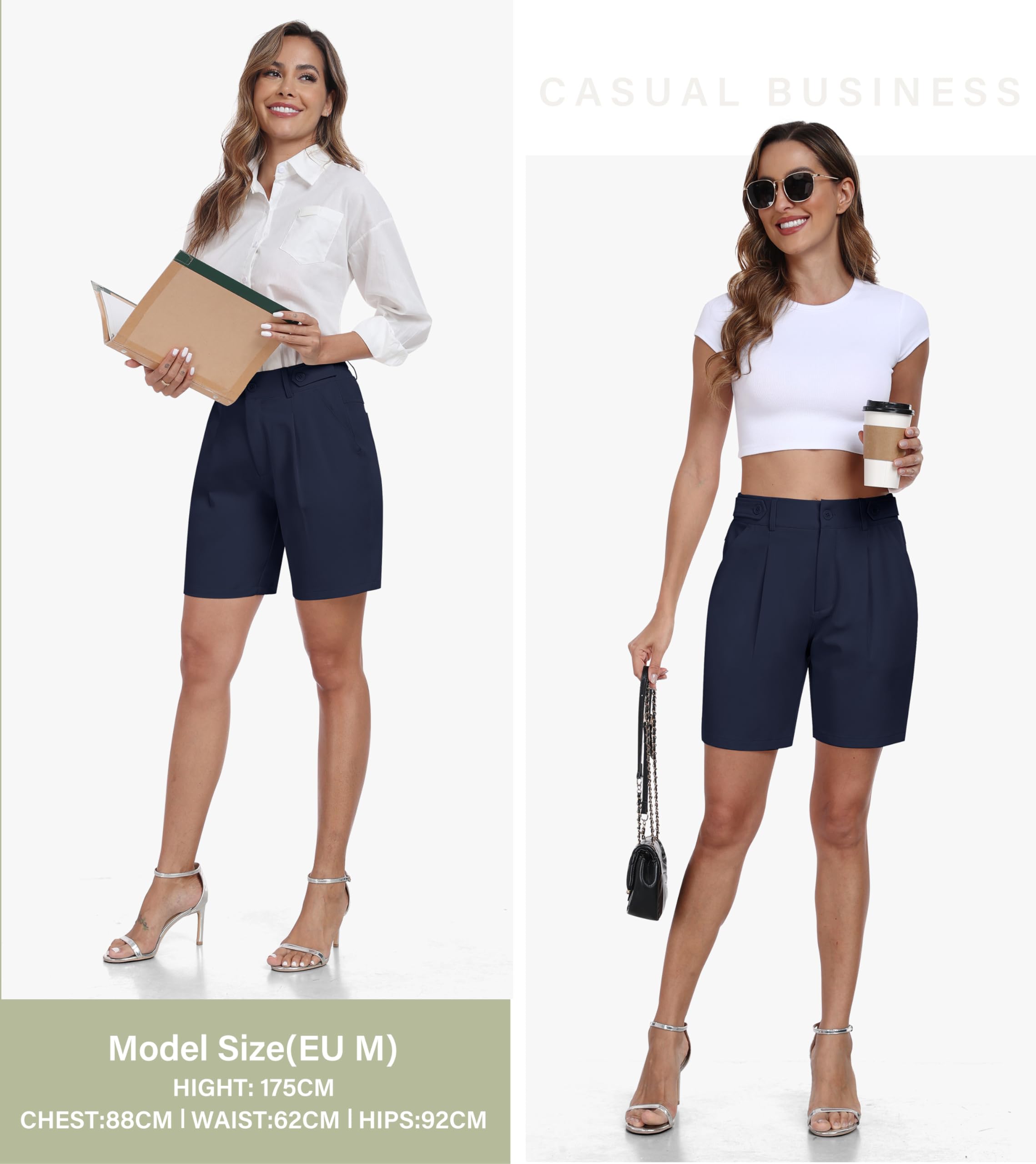 MoFiz Short Femme Été Shorts et Bermudas Elégant Short de Affaires Travail Golf avec 4 Poches