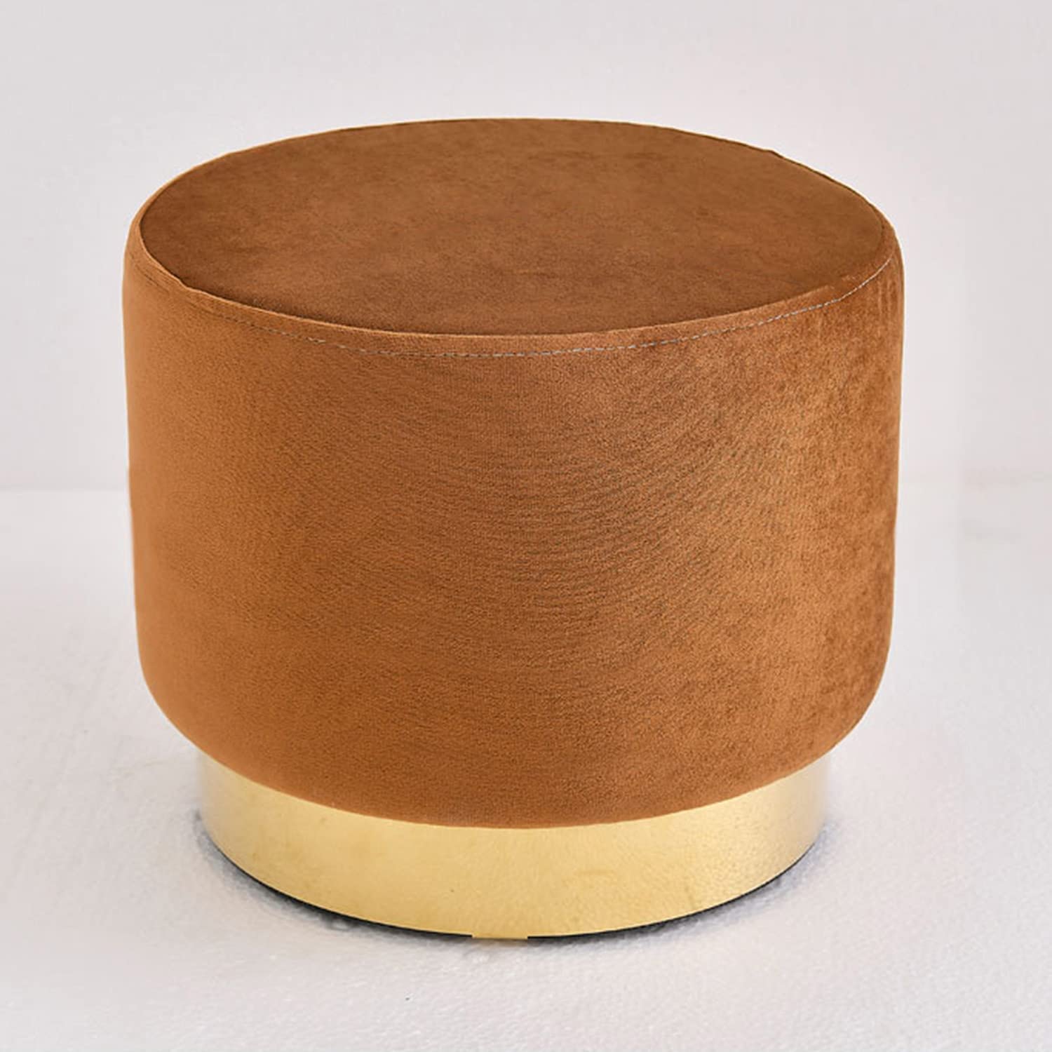 Tabouret en velours haut de gamme et base acier inoxydable doré chic