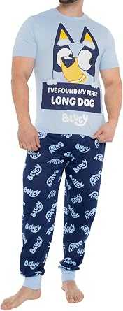 Bluey Adult Pajamas | Mens Cotton Pajamas | Short Sleeve Mens Pjs