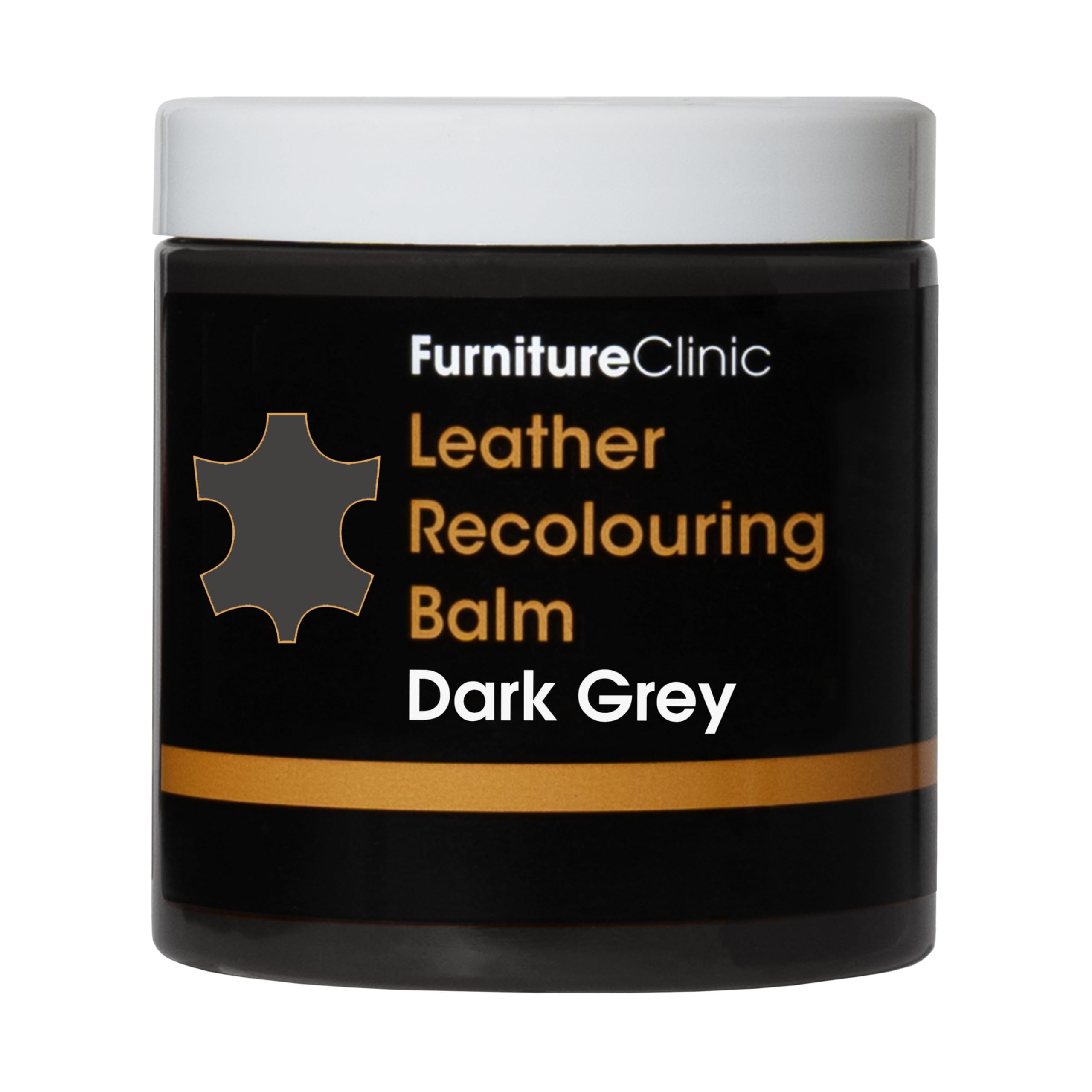 Furniture Clinic Leather Colour Refreshing Balm for Scratches Abrasion Fading for Sofa, Car Seats, Shoes and Clothing - 16 Colours - 250 ml - Dark Grey