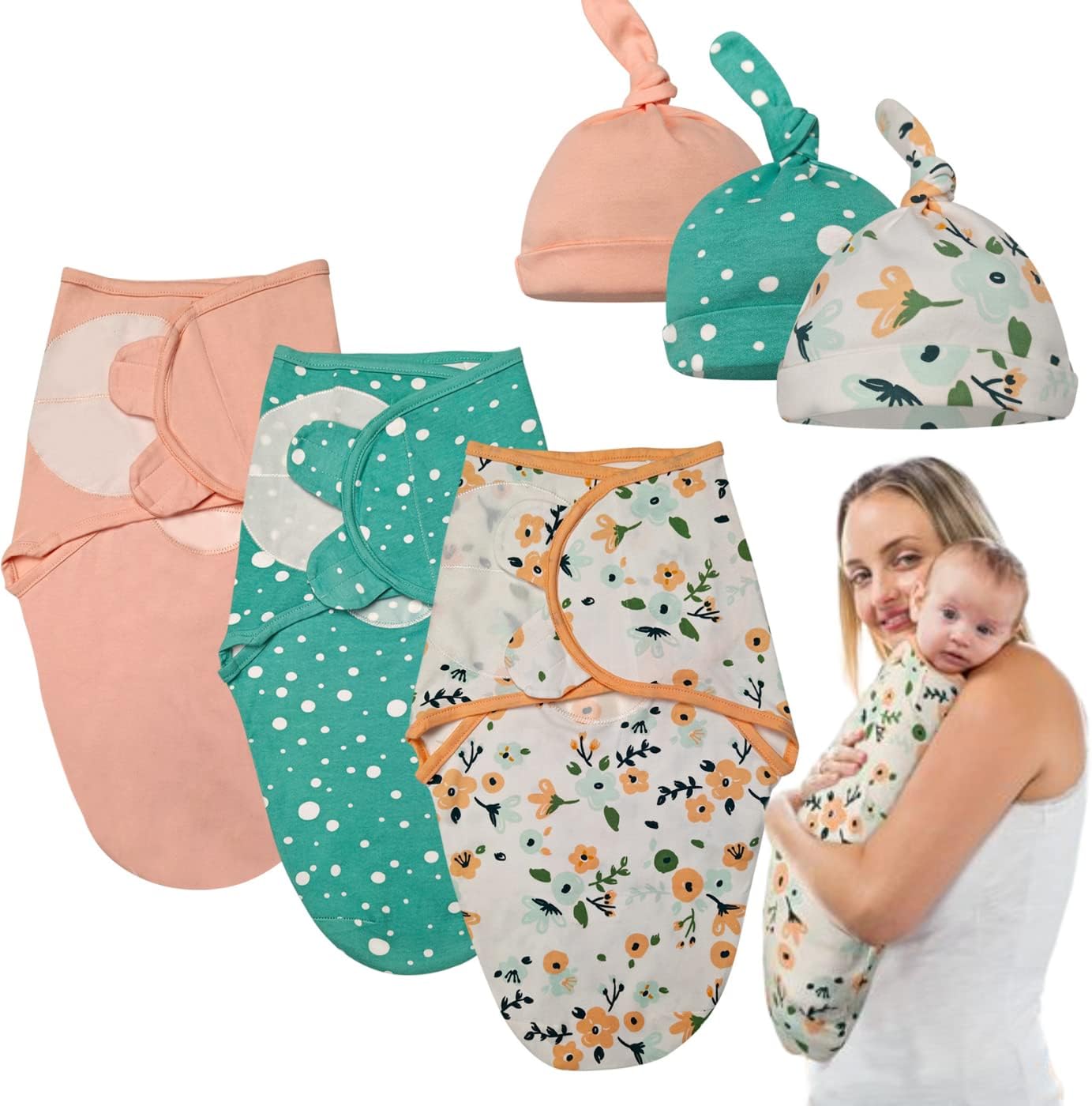 Swaddle Blanket, Adjustable Infant Baby Swaddling Wrap Set