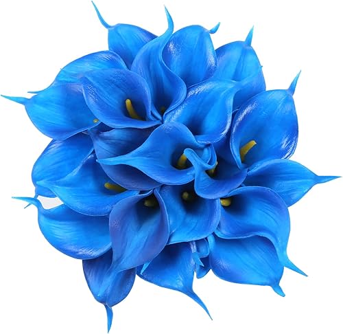 Miniatura 8 de IPOPU Flores artificiales de lirio de cala plateadas, 24 piezas de flores plateadas para bricolaje, ramos de boda, centros de mesa, despedidas de