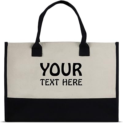 VANESSA ROSELLA Personalized 100% Cotton Canvas Chic Tote Bag (Black - Customize)