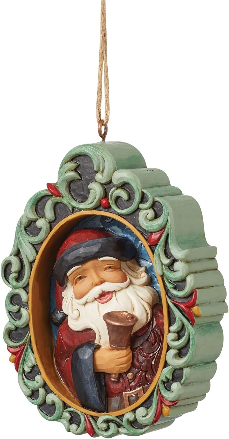 Enesco Jim Shore Heartwood Creek Holiday Manor Santa Holding Bell Hanging Ornament, 4.33 Inch, Multicolor - Image 2