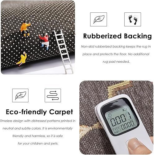 Miniatura 4 de Alfombra de pasillo de hotel de 5, 10, 12, 16, 20 pies, antideslizante, clásica, con flores doradas, alfombra de área rectangular azul sin pelo para