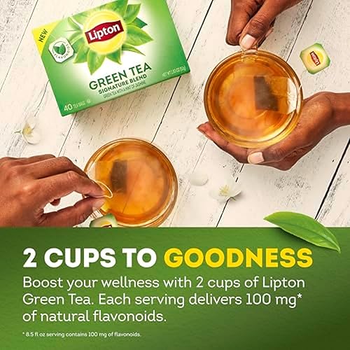 Miniatura 7 de Lipton Signature Blend - Bolsas de té verde sin azúcar para té caliente o té helado con cafeína y flavonoides, 240 bolsas de té en total (40