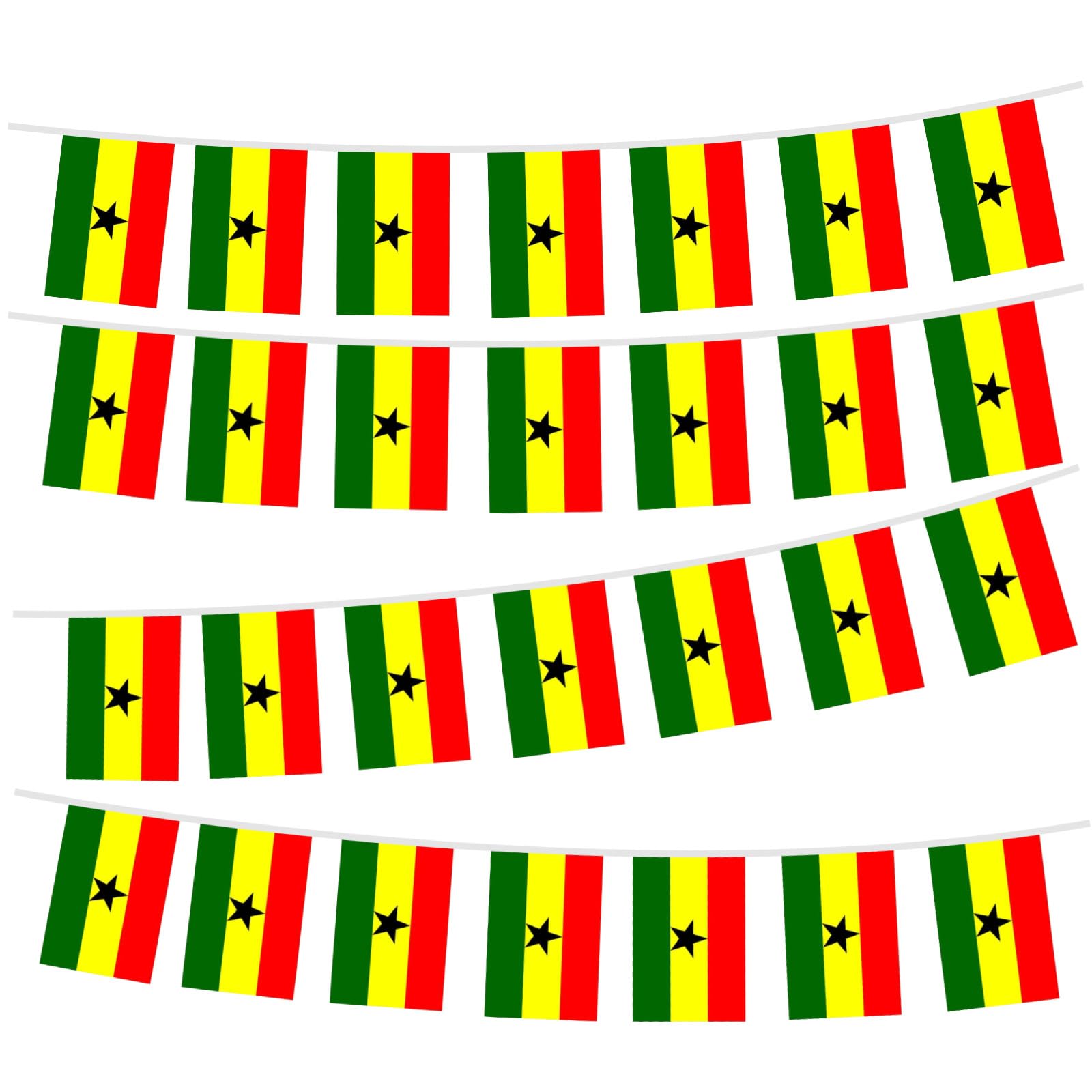Ghana String Bunting 10m 30 Pcs 21.5x14 cm Ghanaian Flag Pennant Banner