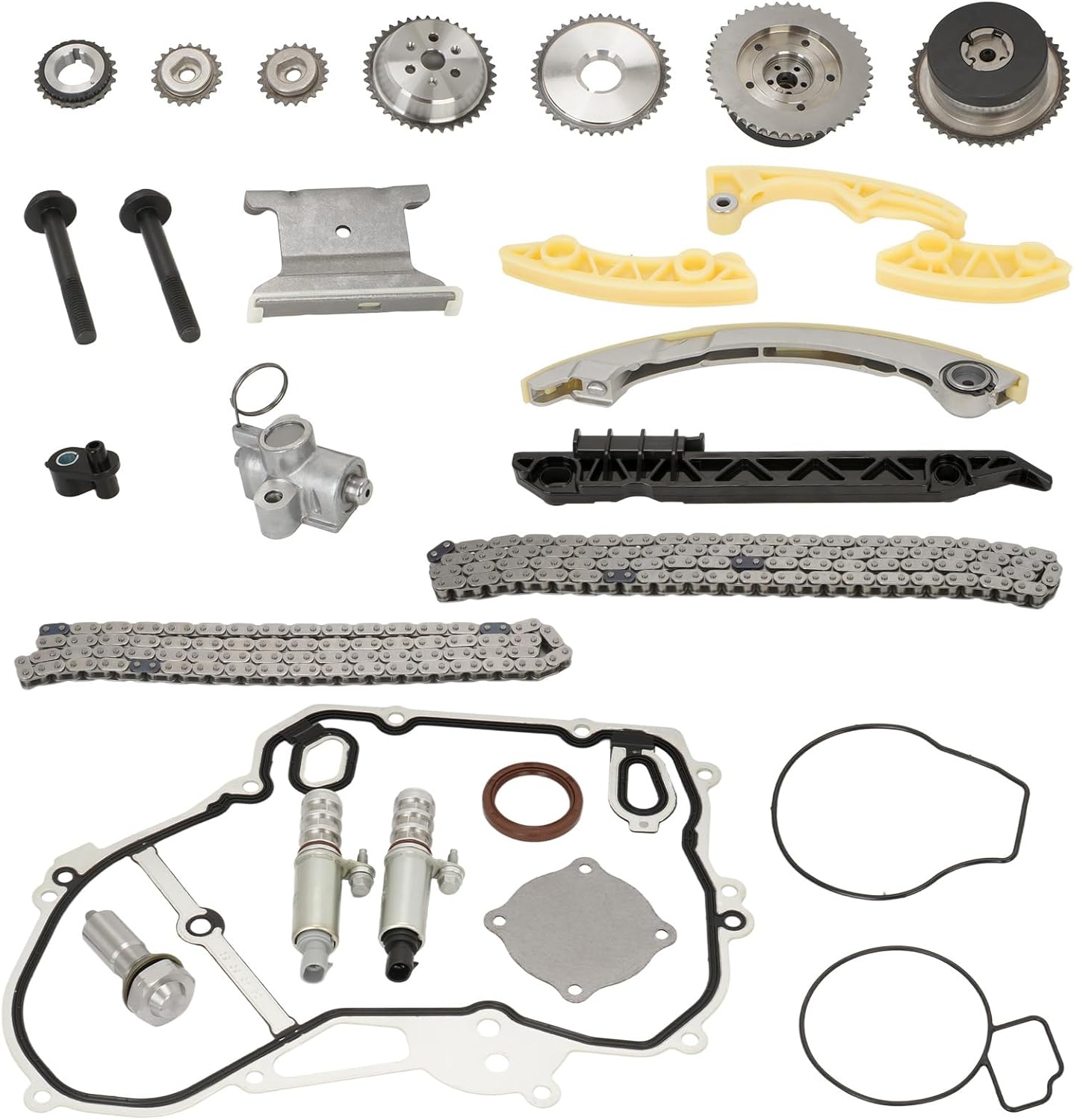 9-4201s Engine Timing Chain Kit for 2009-2017 for Chevy Equinox Malibu Captiva lmpala HHR Cobalt for Buick Regal Lacrosse Verano for GMC Terrain 2.2L 2.4L Ecotec Guide Rail Set OE: 12680750