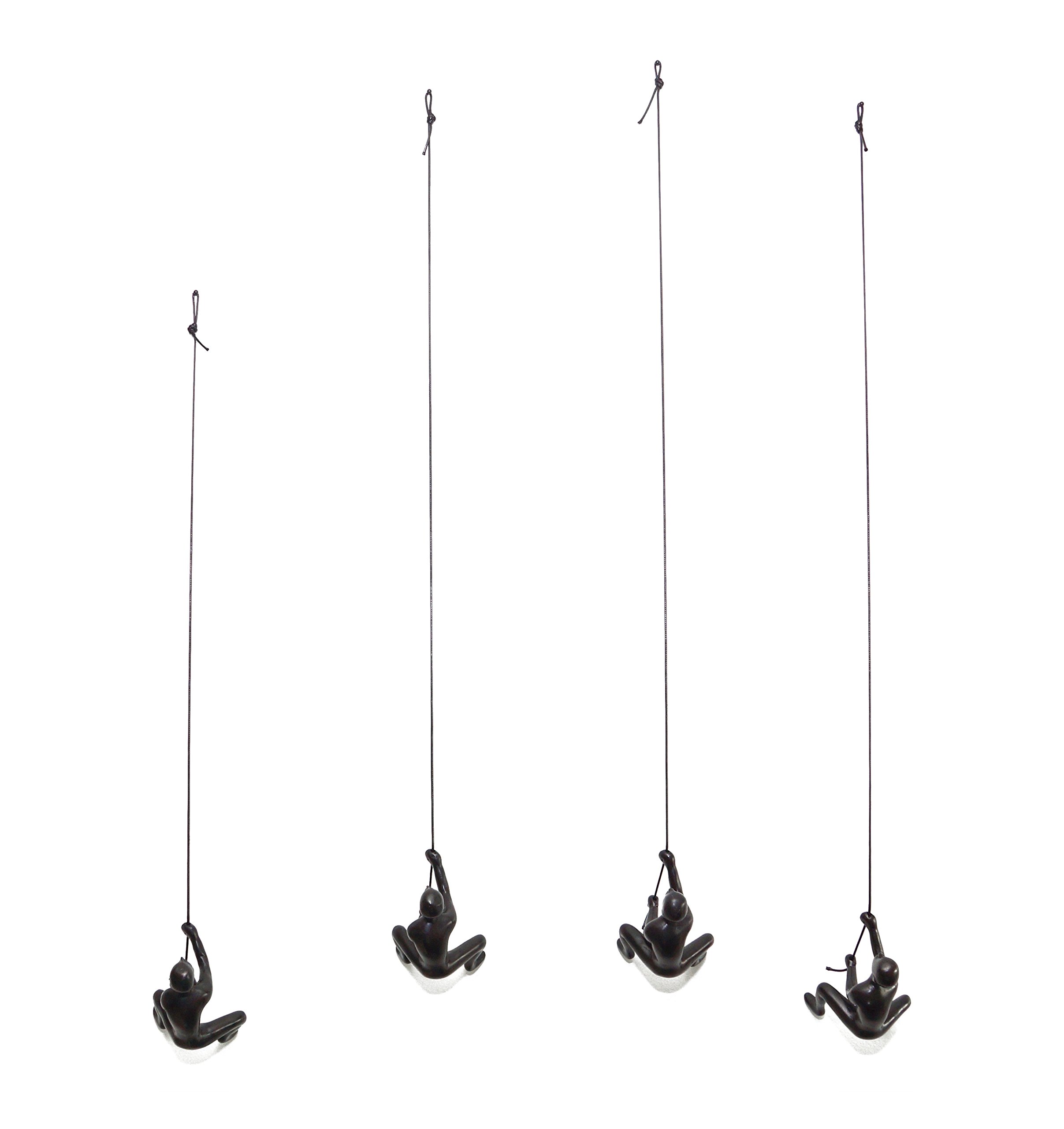 eladitemsBuy 6 Get 2 Free! Resin Made Climbing Man Wall Art Home Decor Sculpture X 6pcs. Black Leatheret cold of 30``included + Hanging pin included