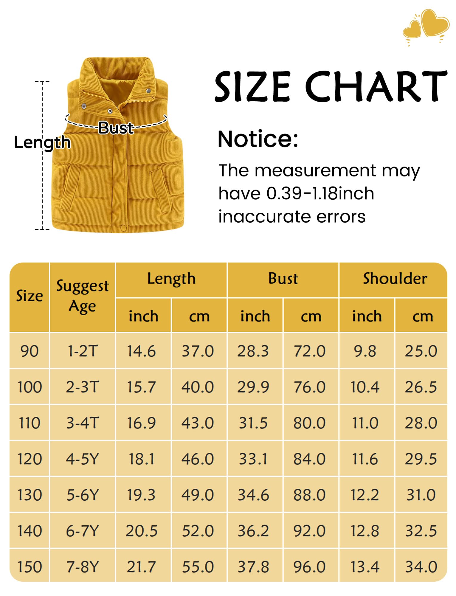SEAUR Gilet Matelassé D'hiver pour Filles 1-8 Ans Manteau sans Manche Enfant Unisex Chaud Doudoune Velours sans Manches