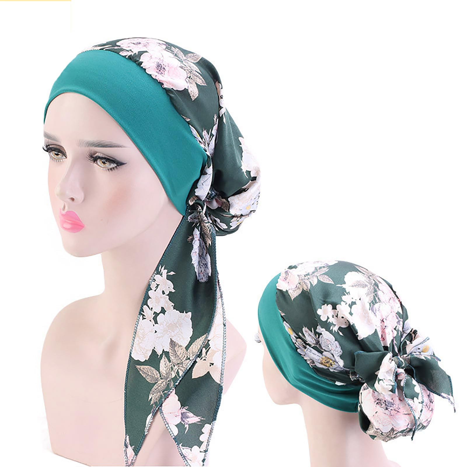 Chemo Headwear para mujer, 4 piezas, bufanda preatada, gorro de calavera